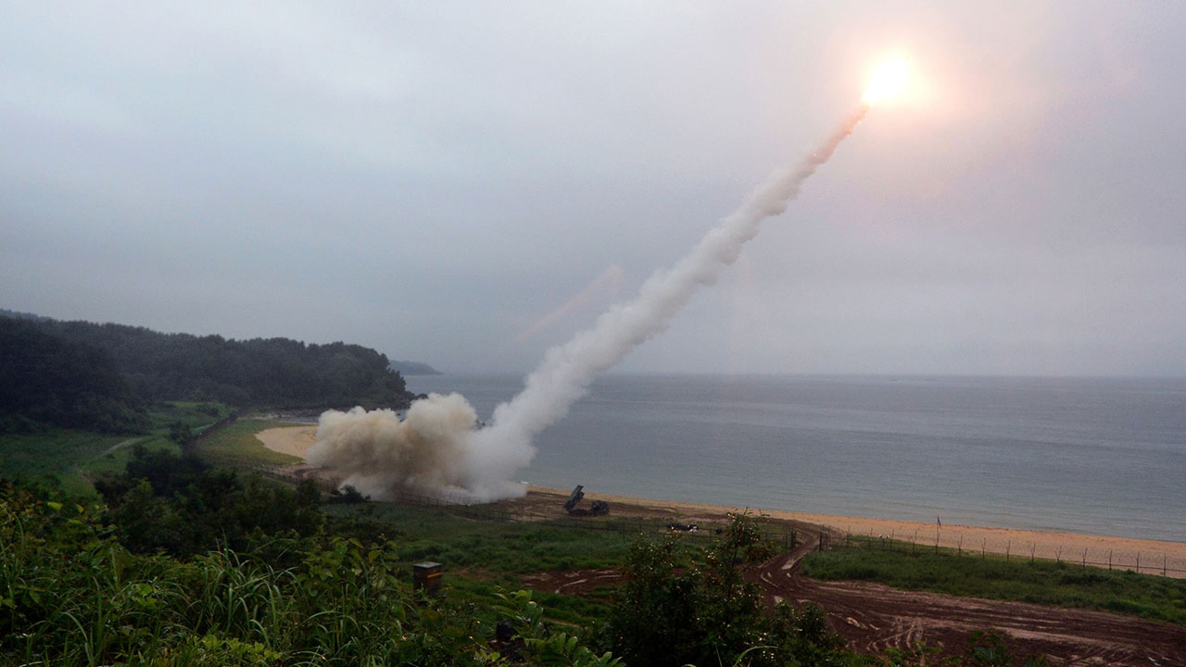 In a first for the Pentagon's push to develop defenses against intercontinental-range ballistic missiles (actual launch not pictured) capable of striking the United States, a missile interceptor launched from a U.S. Navy ship at sea hit and destroyed a mock ICBM in flight on Tuesday, officials said. (Photo by South Korean Defense Ministry)