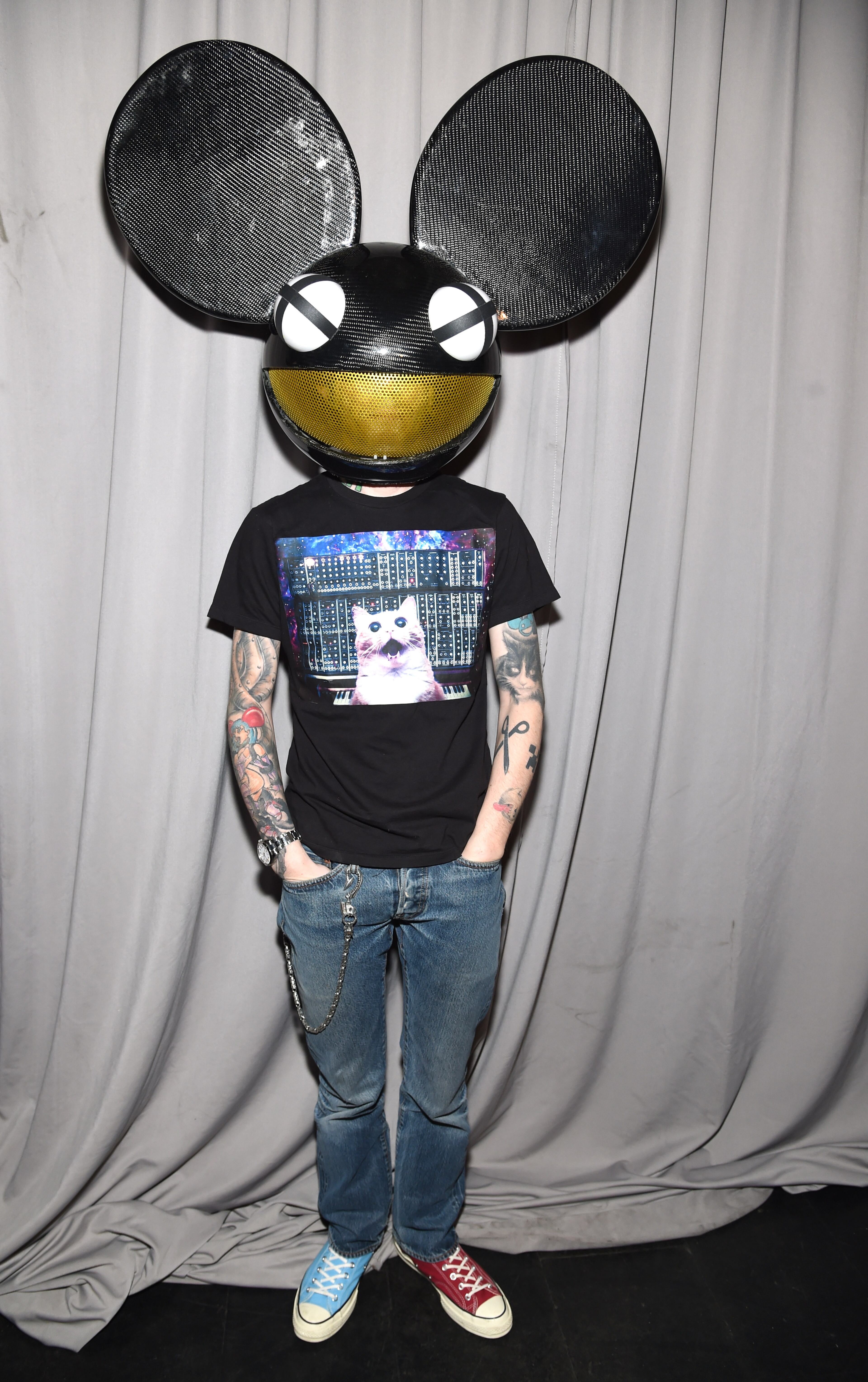 NEW YORK, NY - MARCH 30: (Exclusive Coverage) Deadmau5 attends the Tidal launch event #TIDALforALL at Skylight at Moynihan Station on March 30, 2015 in New York City. (Photo by Jamie McCarthy/Getty Images For Roc Nation)
