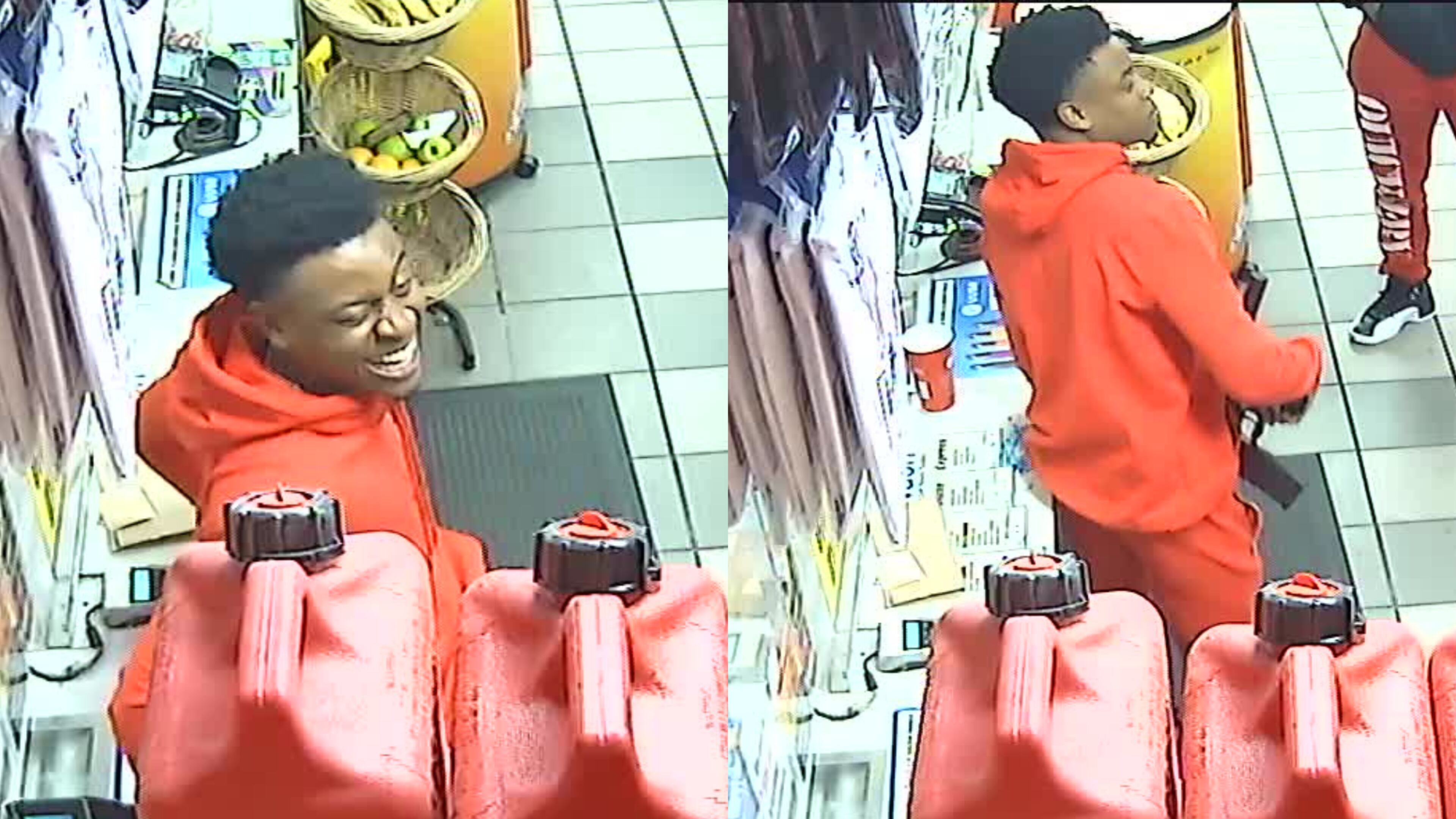 Atlanta police are trying to identify the man shown in these stills of gas station surveillance footage. He is suspected of shooting a woman Nov. 10.