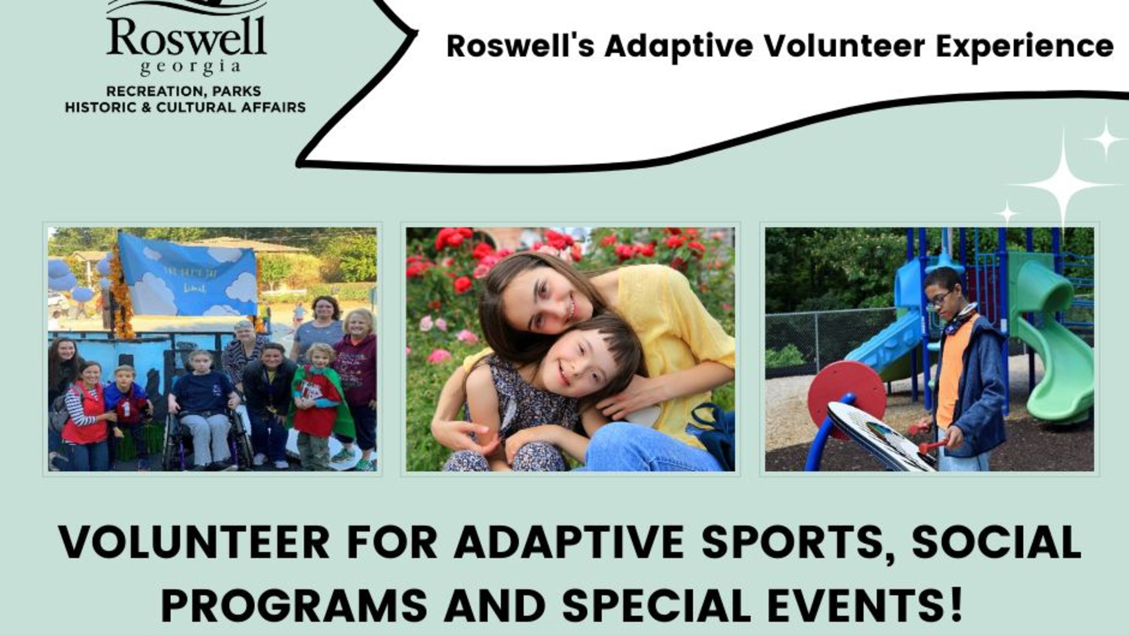 The Roswell Recreation, Parks, Historic and Cultural Affairs Department is seeking volunteers for the Roswell Adaptive Volunteer Experience. (Courtesy City of Roswell)
