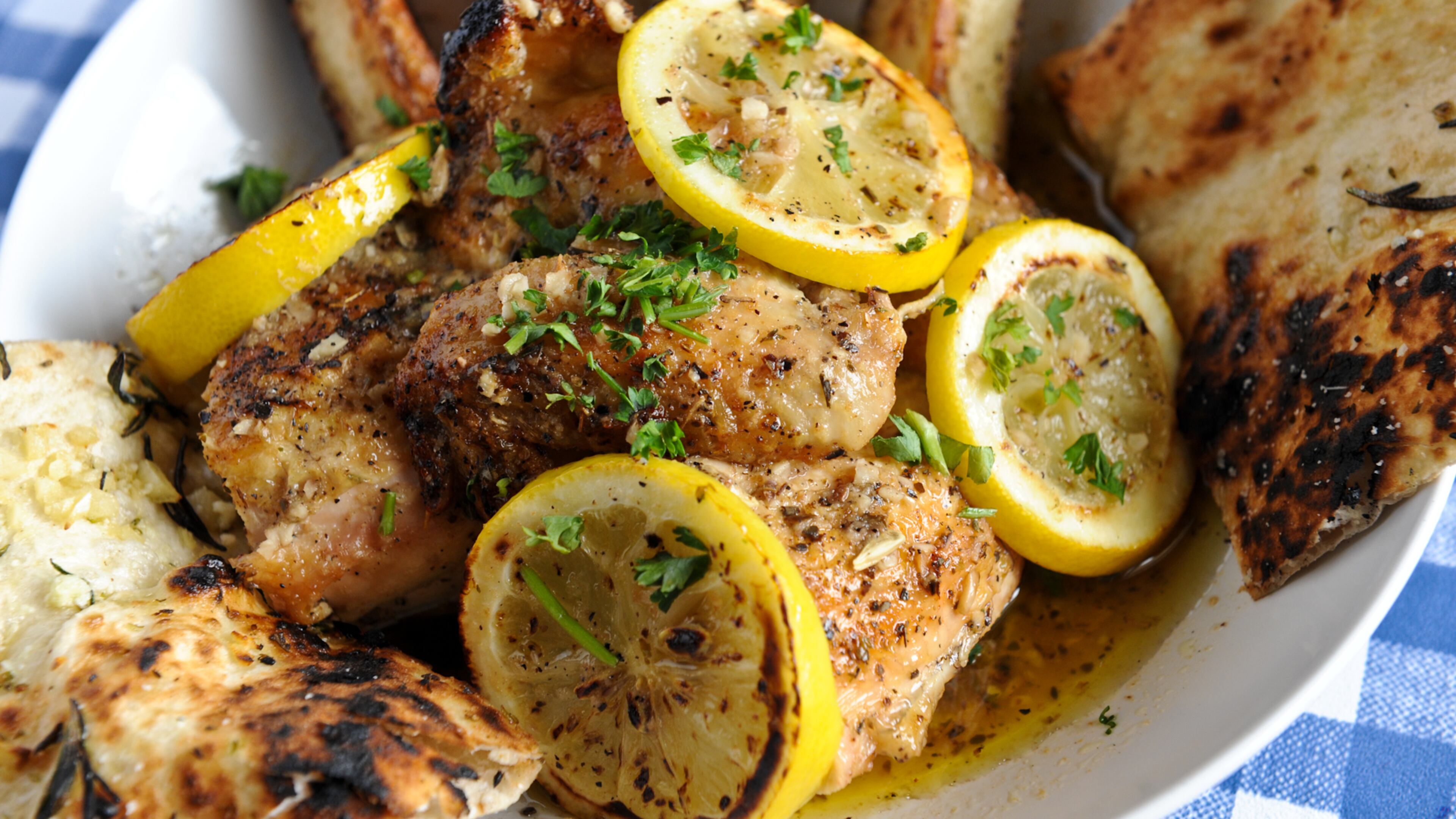 Sorrento lemon chicken with fresh Amalfi-style lemons, garlic, wild oregano and olio di olive at Gio's. (Becky Stein)