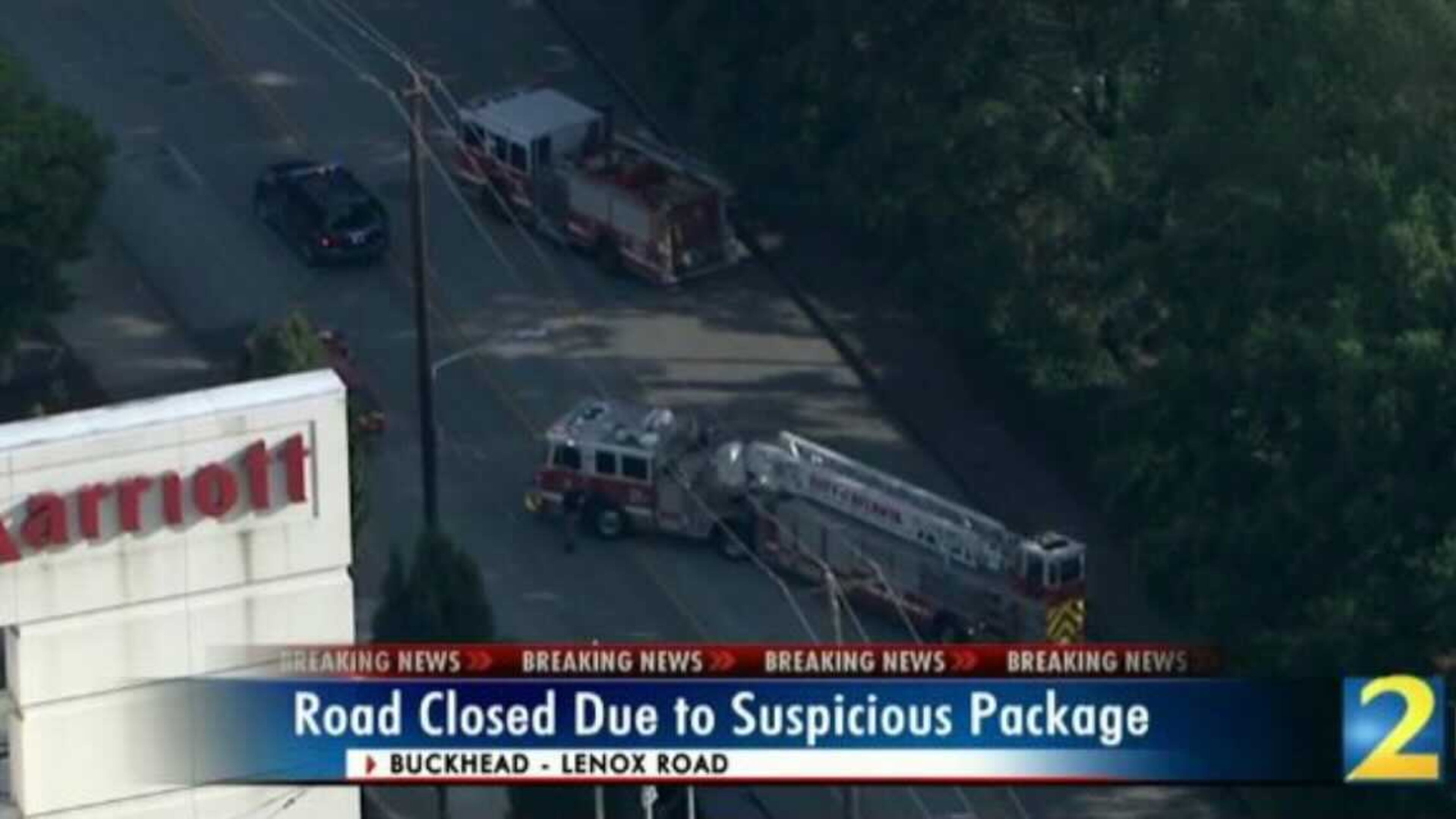 The package shut down a busy section of Lenox Road.