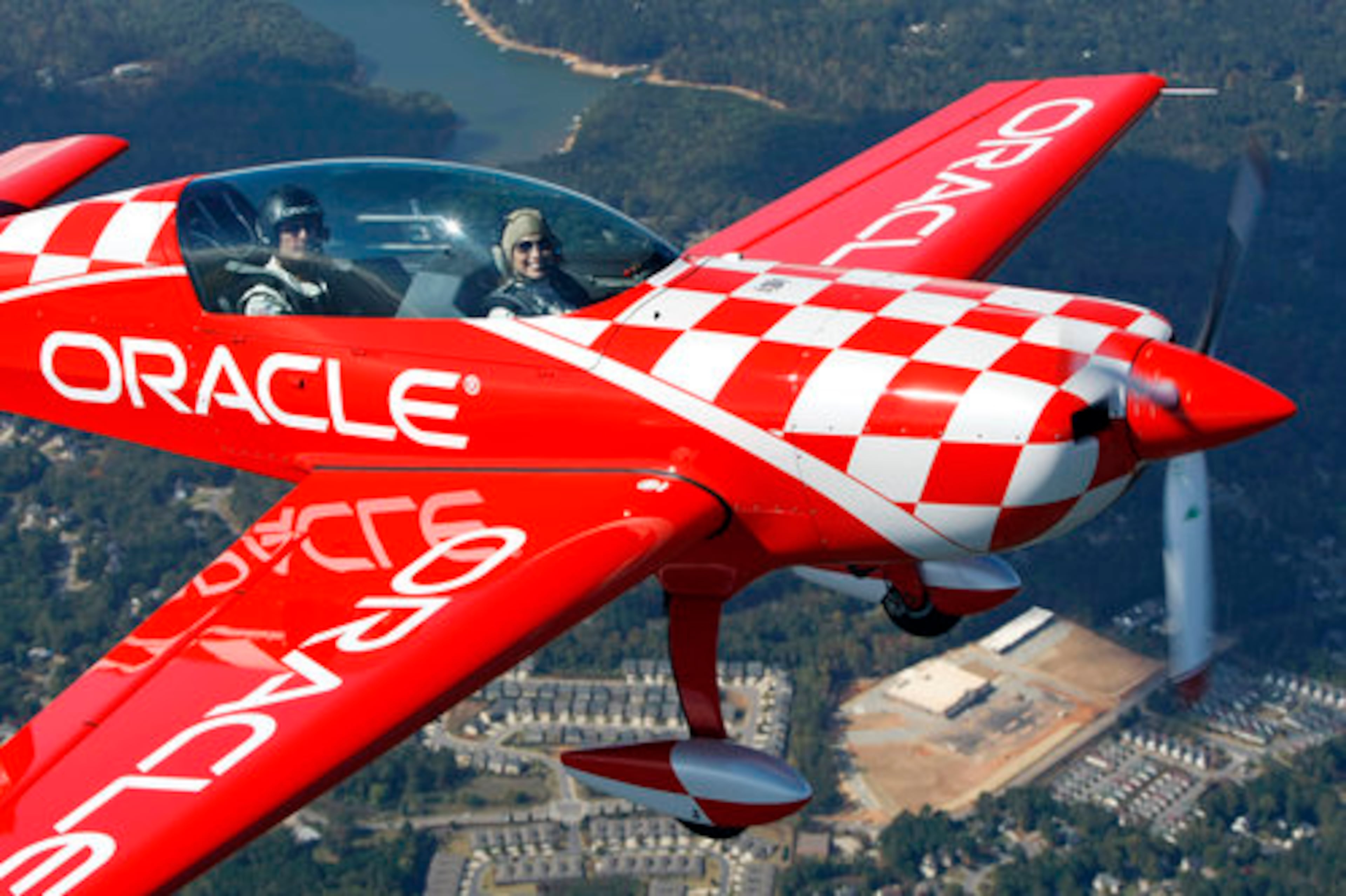 The Weather Channel's Stephanie Abrams takes a ride with Tucker over Atlanta.