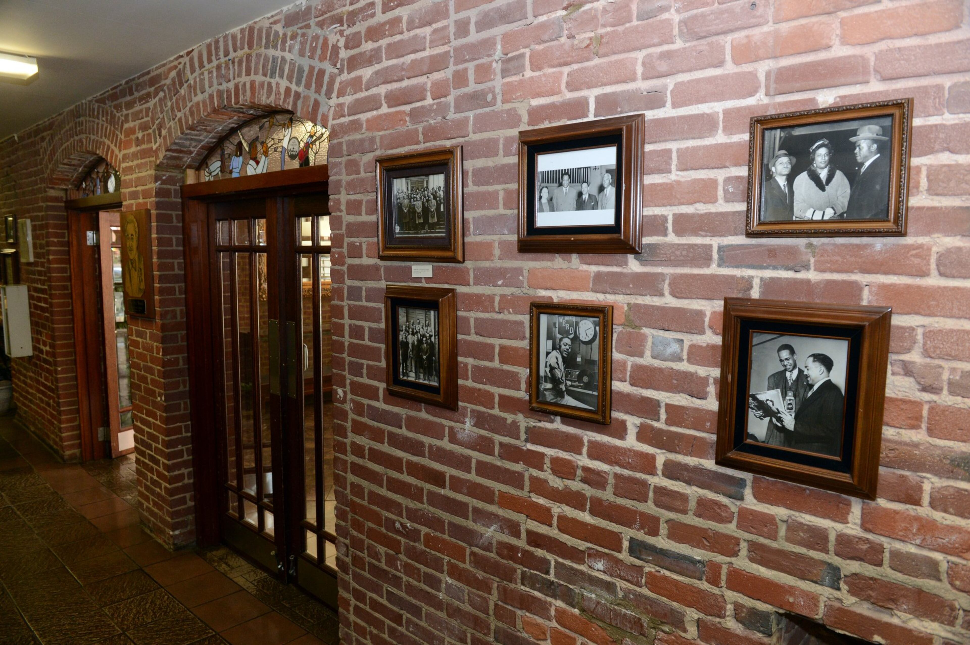 Historic photos inside the Odd Fellows Building on Auburn Avenue in Atlanta.
