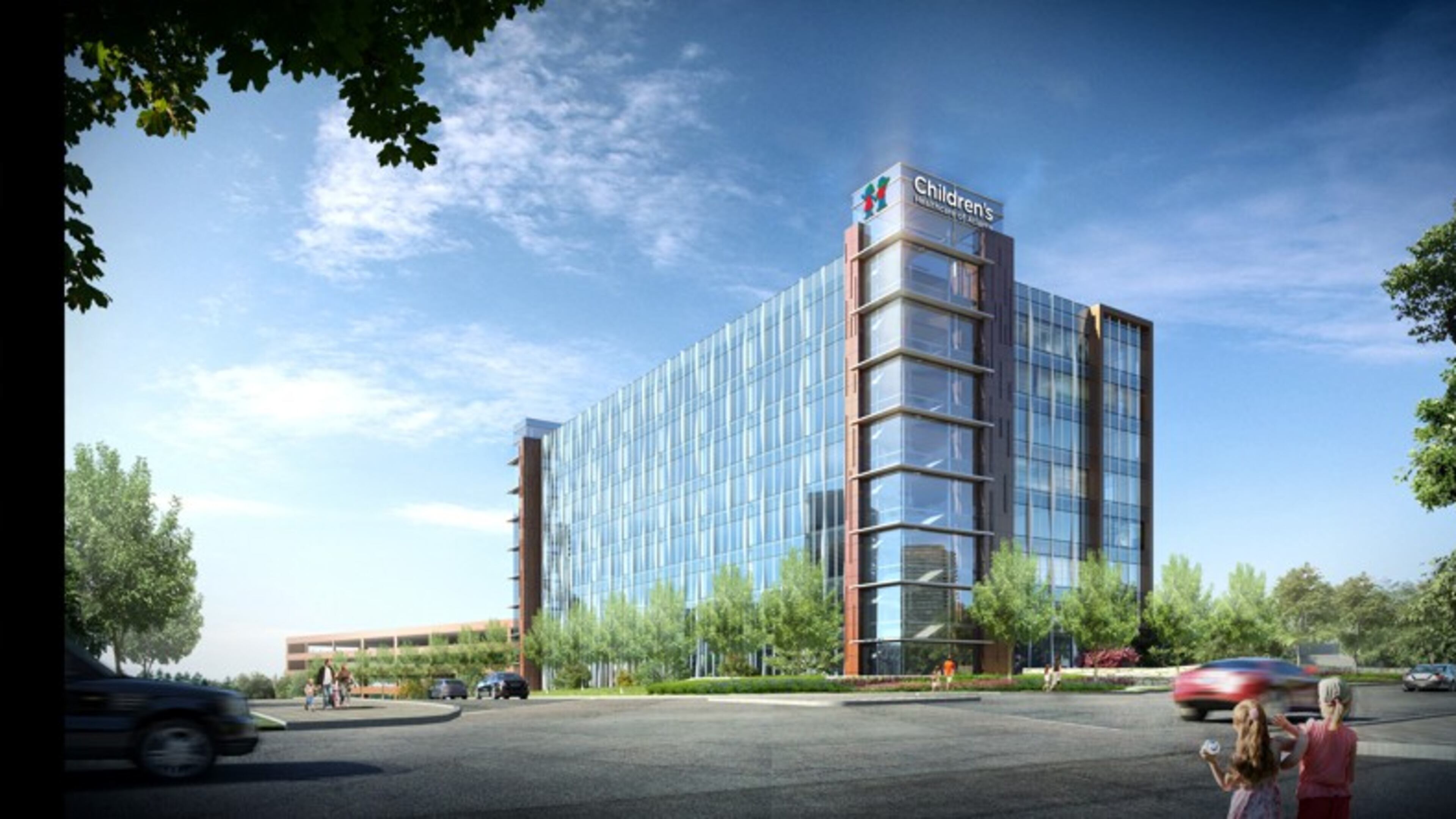 A conceptual drawing shows the Children’s Healthcare of Atlanta Center for Advanced Pediatrics. The medical office building, located in Brookhaven, will provide specialized, coordinated and multidisciplinary care to children. Rendering provided by CHOA.