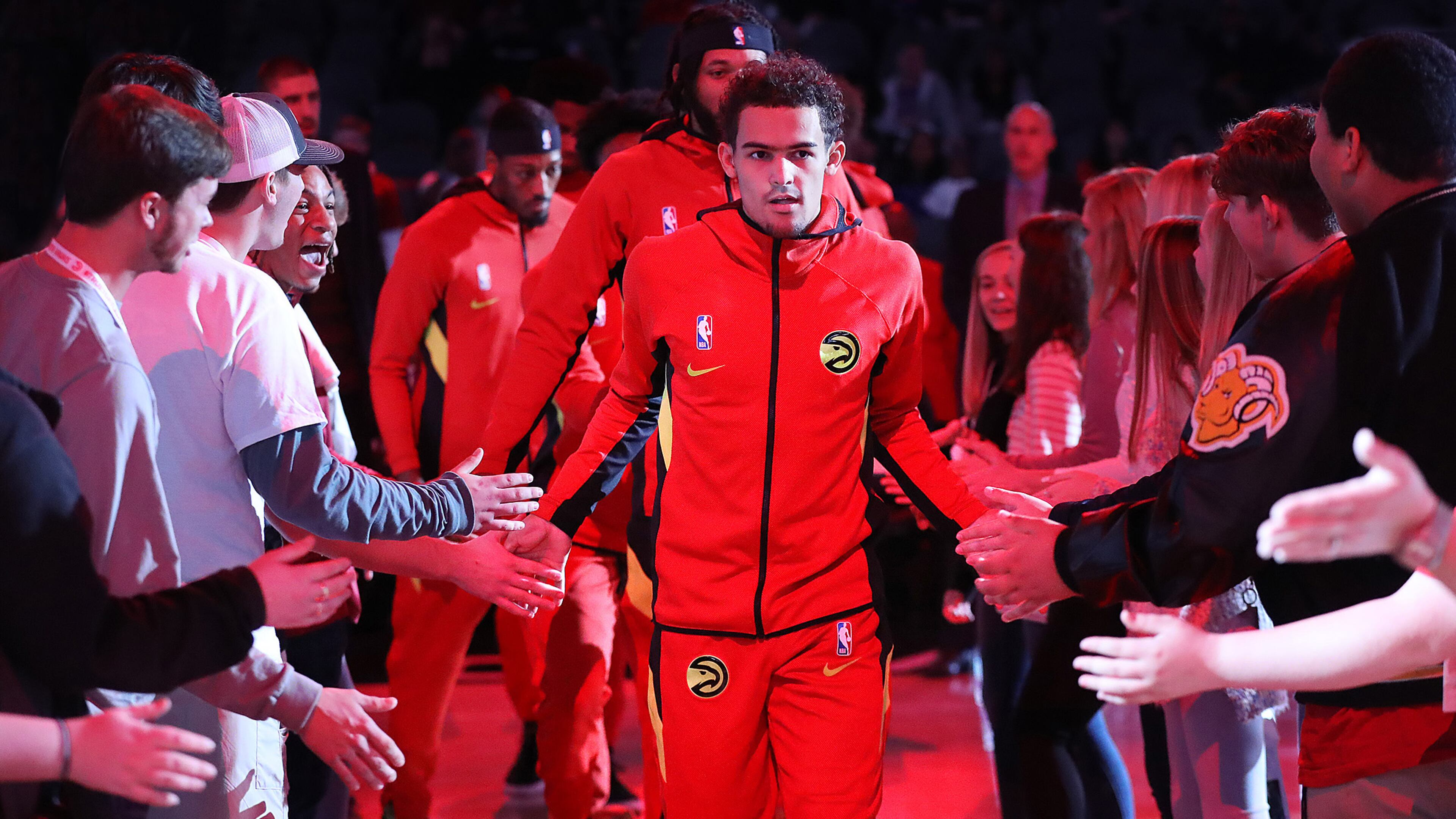 Hawks guard Trae Young takes the court to play the Phoenix Suns Tuesday, Jan. 14, 2020, at State Farm Arena in Atlanta.