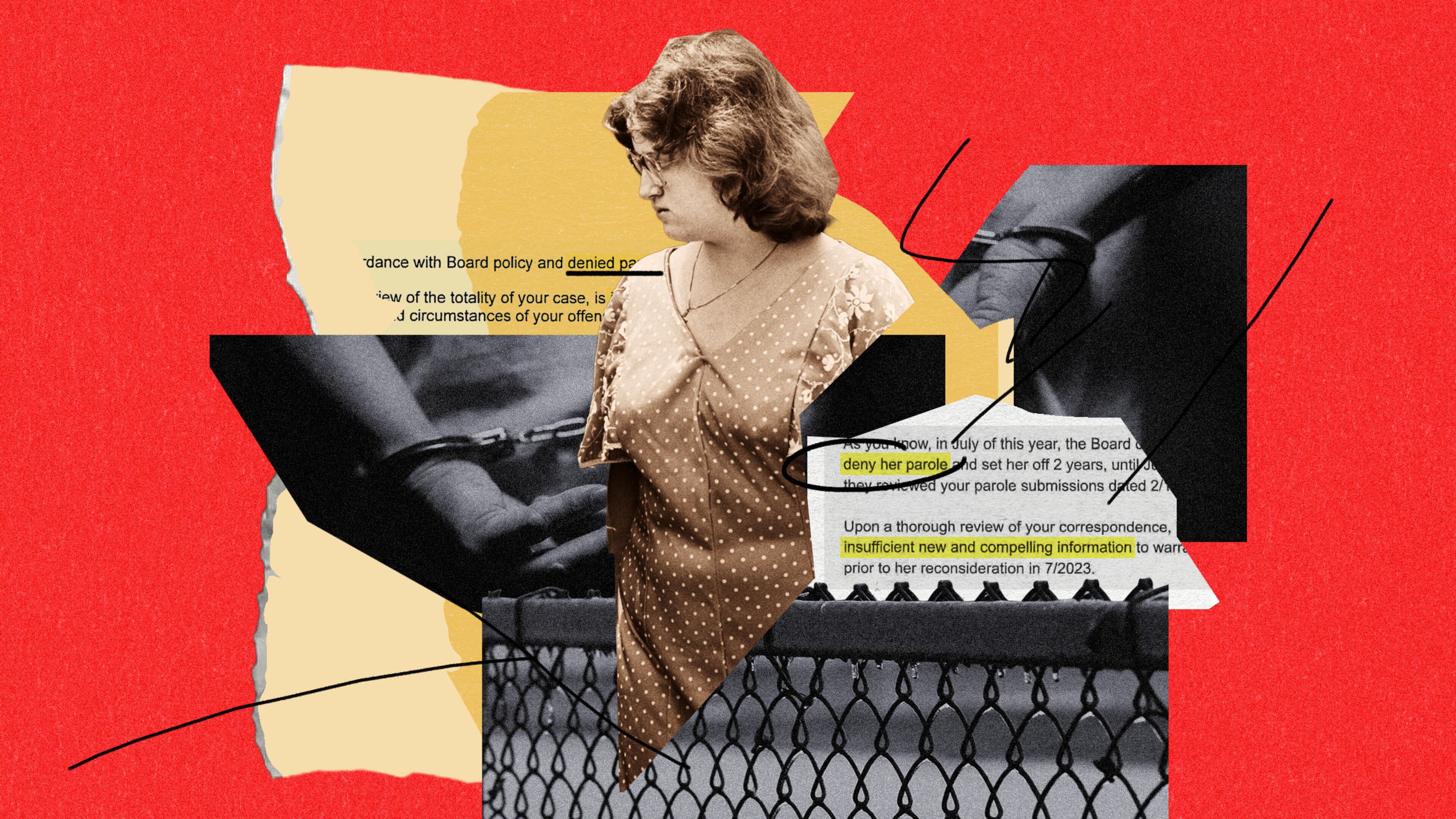 Janice Buttrum has been denied parole five times in the last 44 years. She was imprisoned at 17 for her role in a murder and sexual assault of a young woman in North Georgia. Given the crime, she must do more time, the board told her. (Photo illustration: Philip Robibero/AJC)