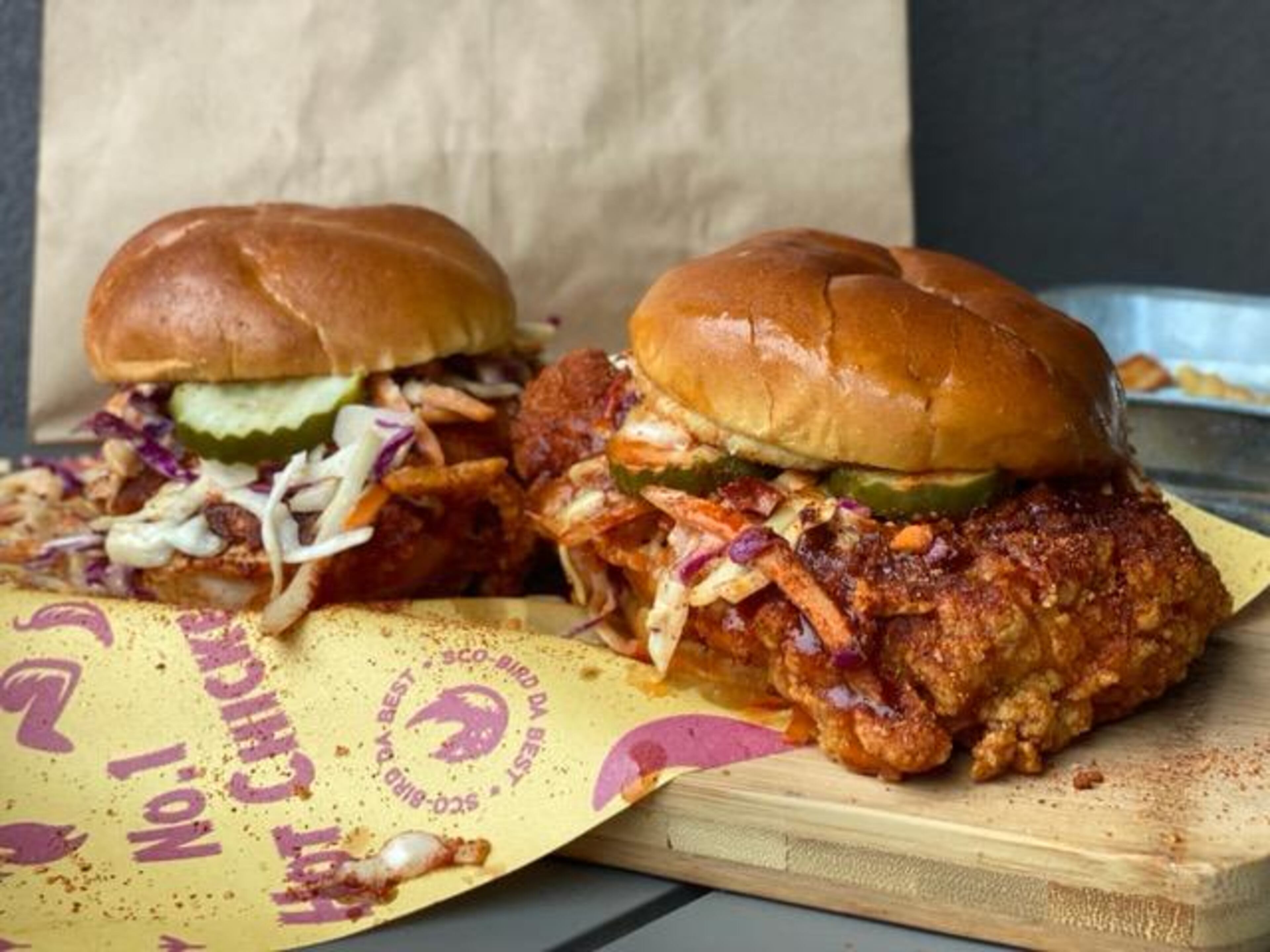 DECEMBER: Chicken sandwiches from Scoville Hot Chicken / Courtesy of Scoville Hot Chicken