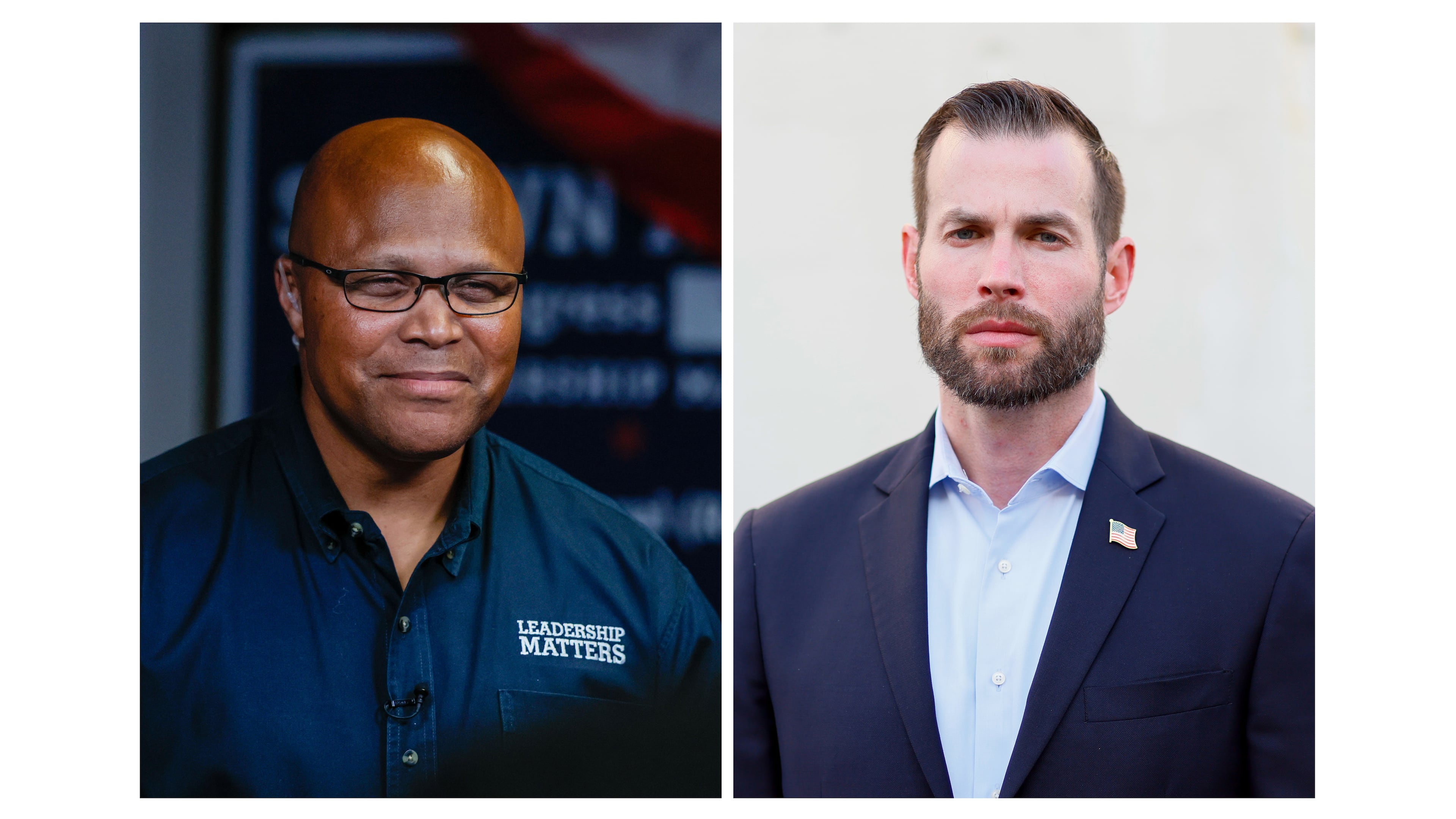 Shawn Harris (left) and Clay Fuller will face each other in a runoff for Georgia's 14th Congressional District to replace Marjorie Taylor Greene. (Miguel Martinez/AJC)