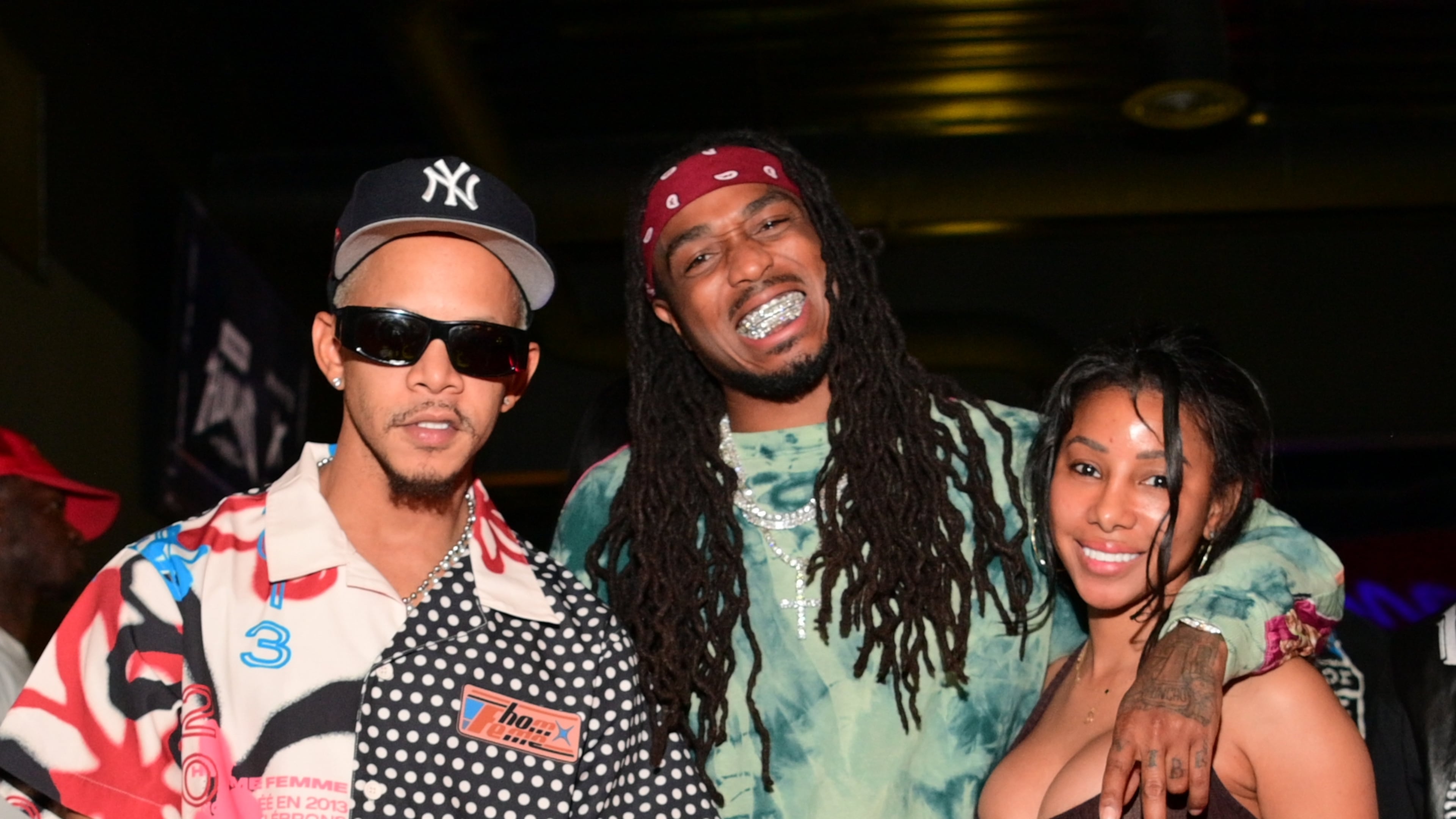 Vinny Watson (from left), rapper Quavo and Kelan Watson are the partners in Midtown lounge and restaurant V12. / Courtesy of V12