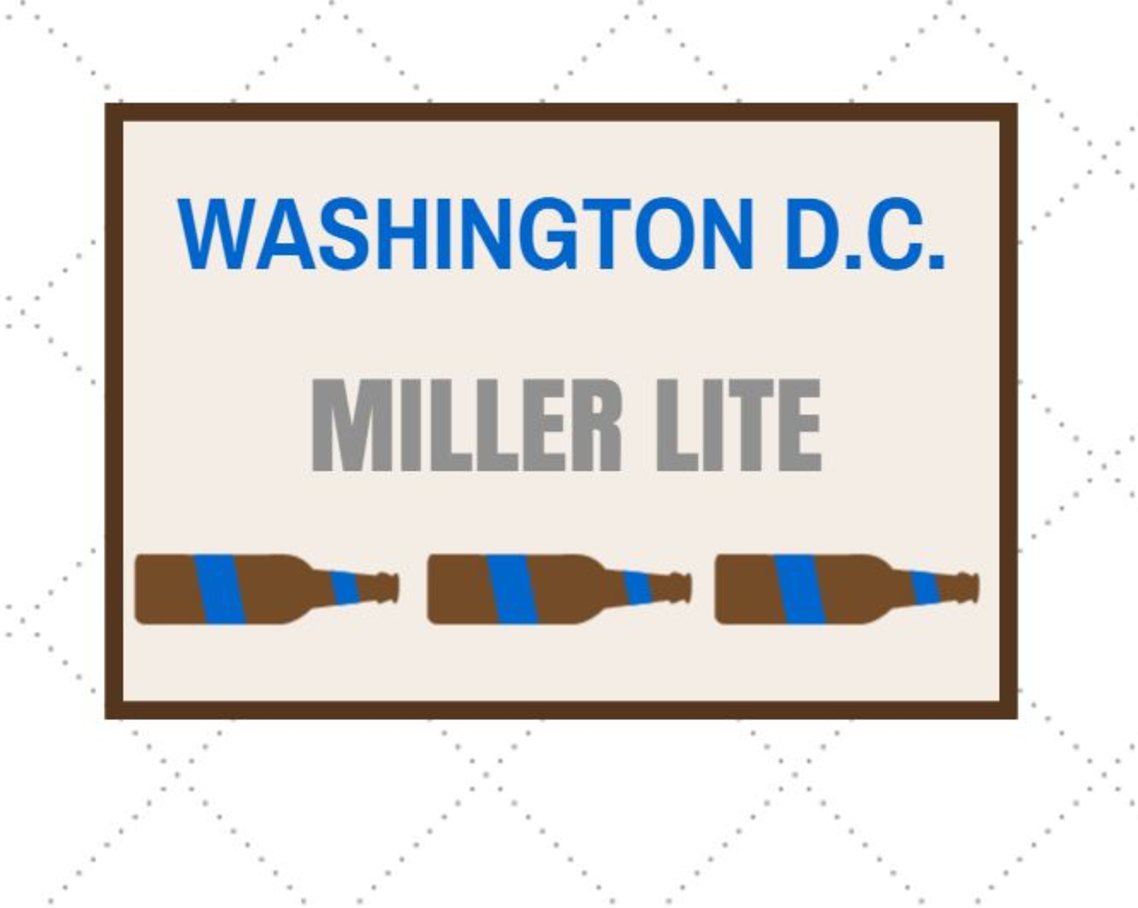 Miller Lite is the most widely available beer in Washington D.C. - it is listed on 34% of the city's menus.