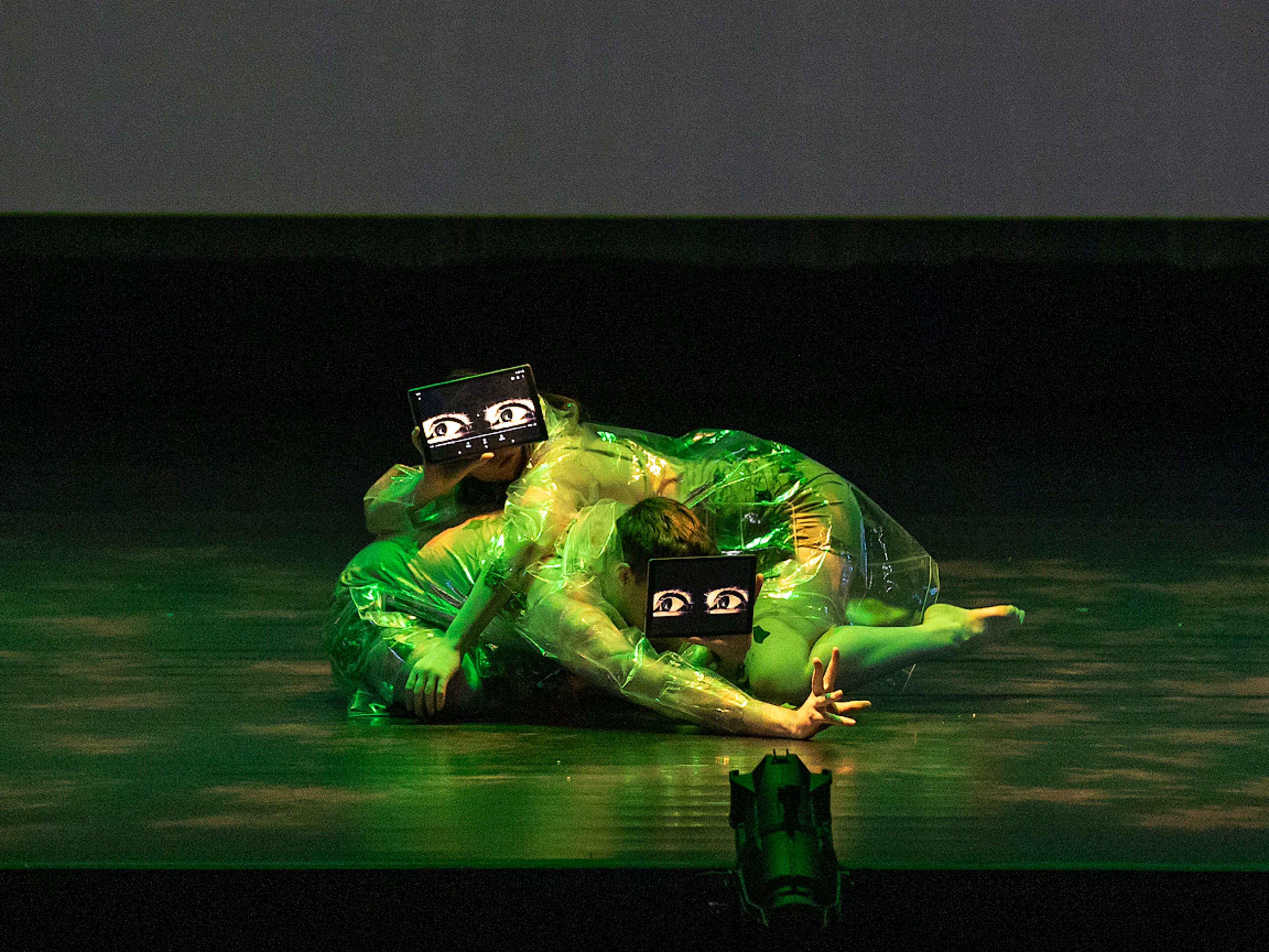 In Madeline Maxine Gorman’s "Artificial Eden," dancers Dylan Lambert and Alexandra McGriff explored the disturbing effects of artificial intelligence in social media.