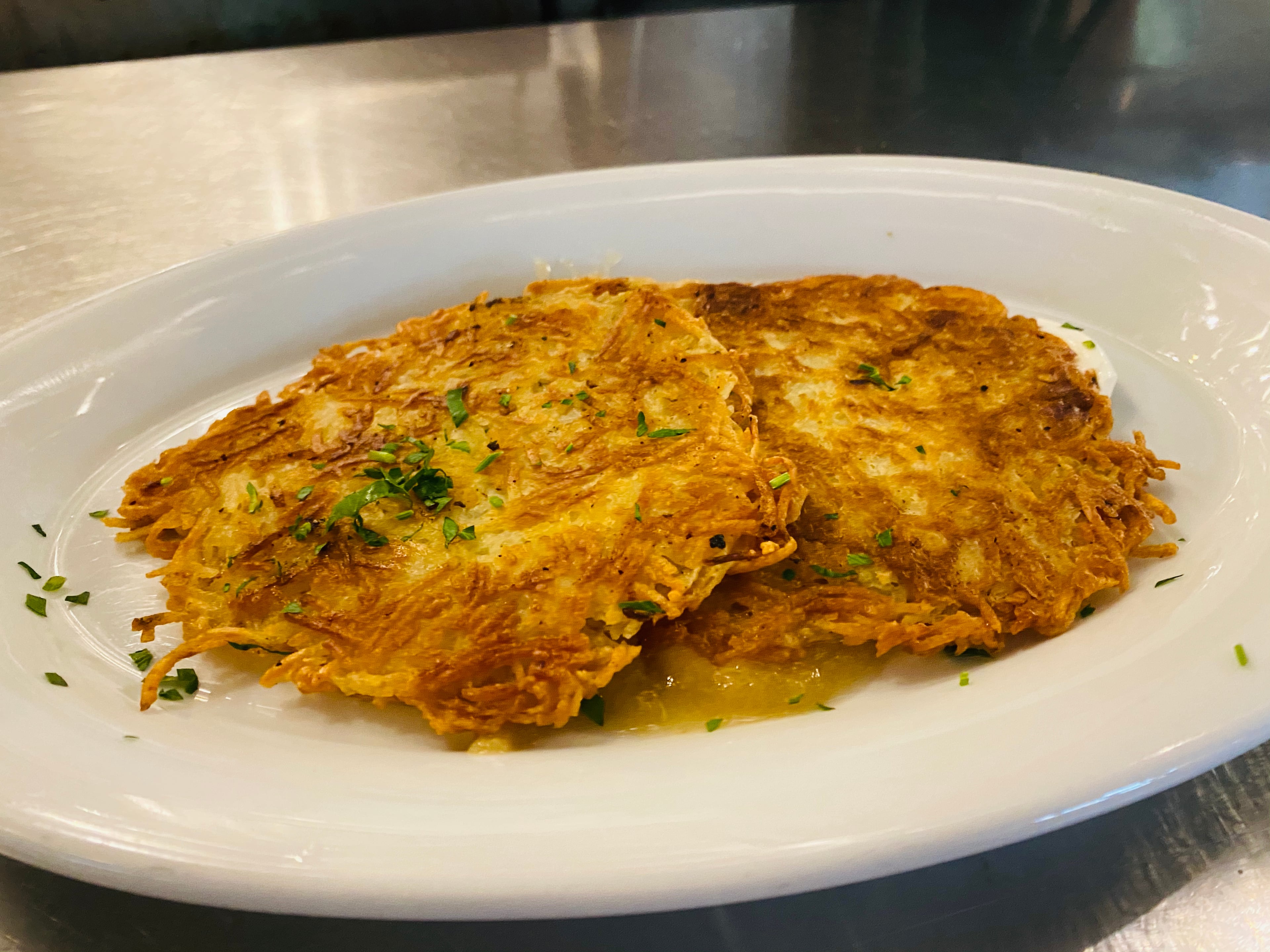 The General Muir has latkes on its regular menu, but they are especially important at Hanukkah.
Courtesy of the General Muir.