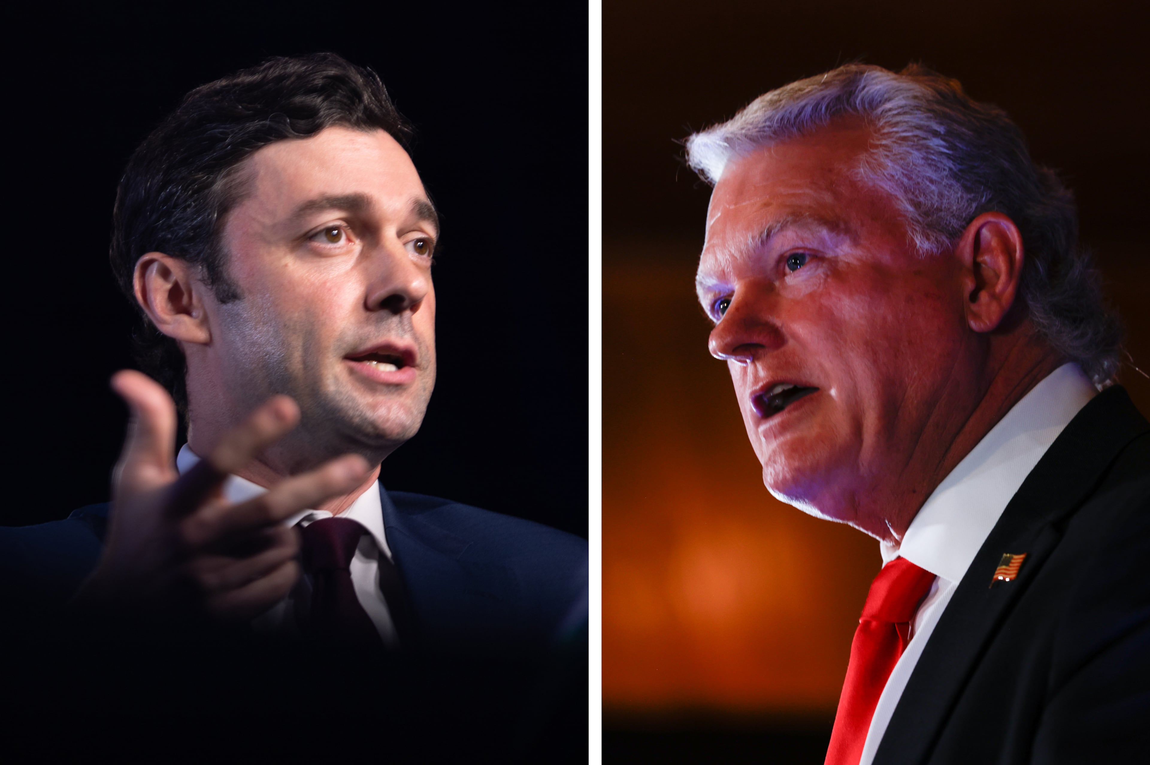 Democratic U.S. Sen. Jon Ossoff (left) and Republican U.S. Senate nominee Mike Collins will debate Thursday. (Arvin Temkar/AJC)