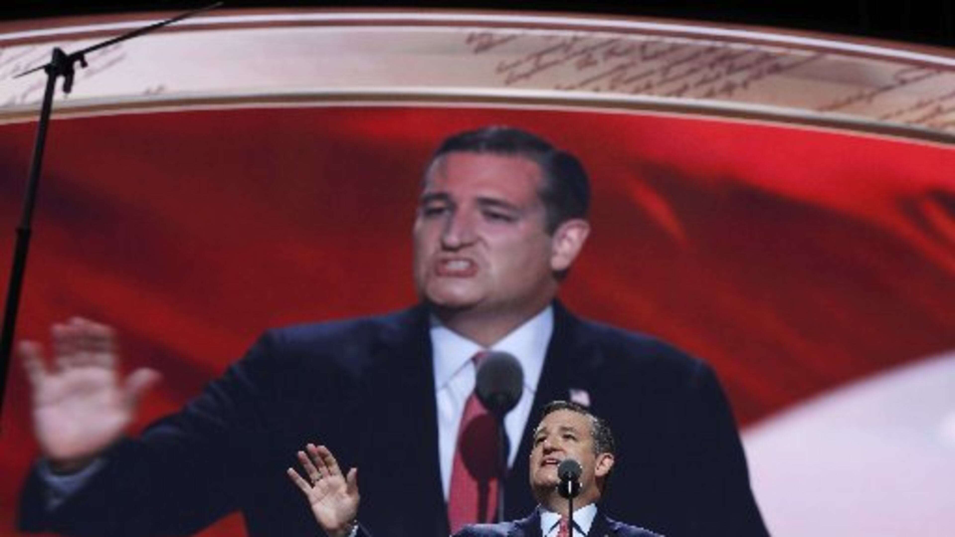 U.S. Sen. Ted Cruz speaks to GOP convention delegates Wednesday night.