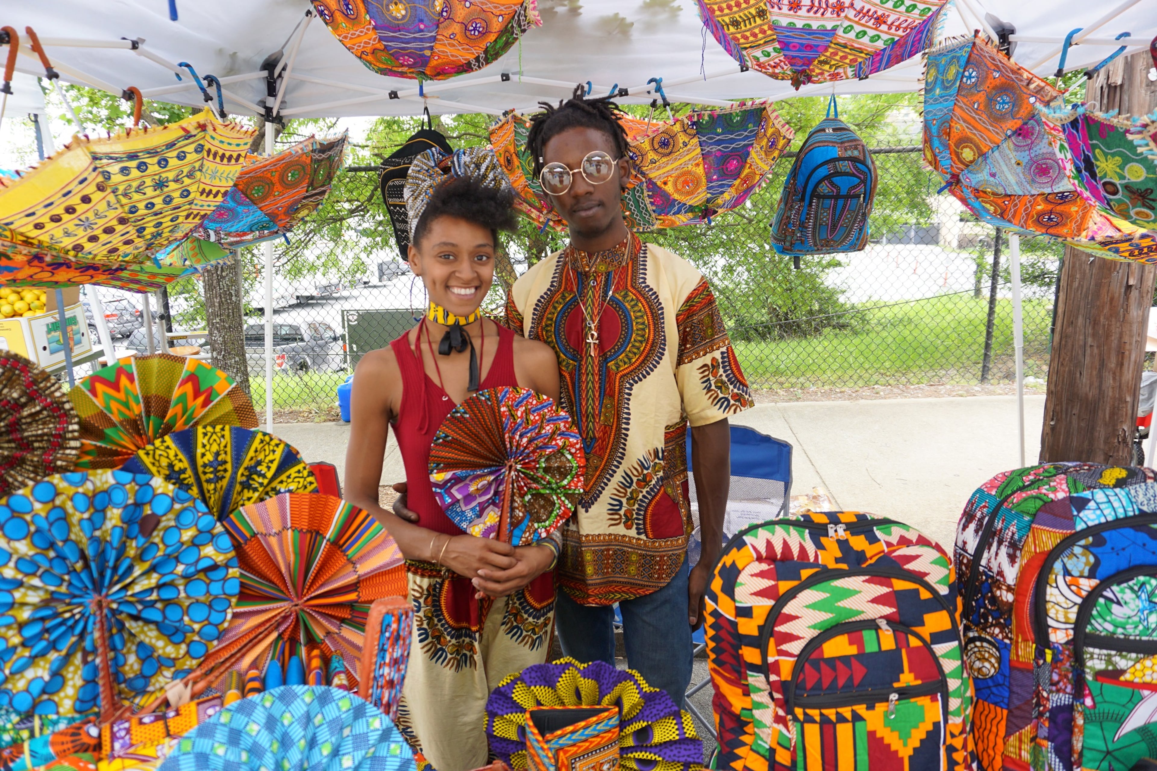 Members from Diaspora Africa pose for a picture at the Sweet Auburn Festival 2017 on Saturday, May 13, 2017.