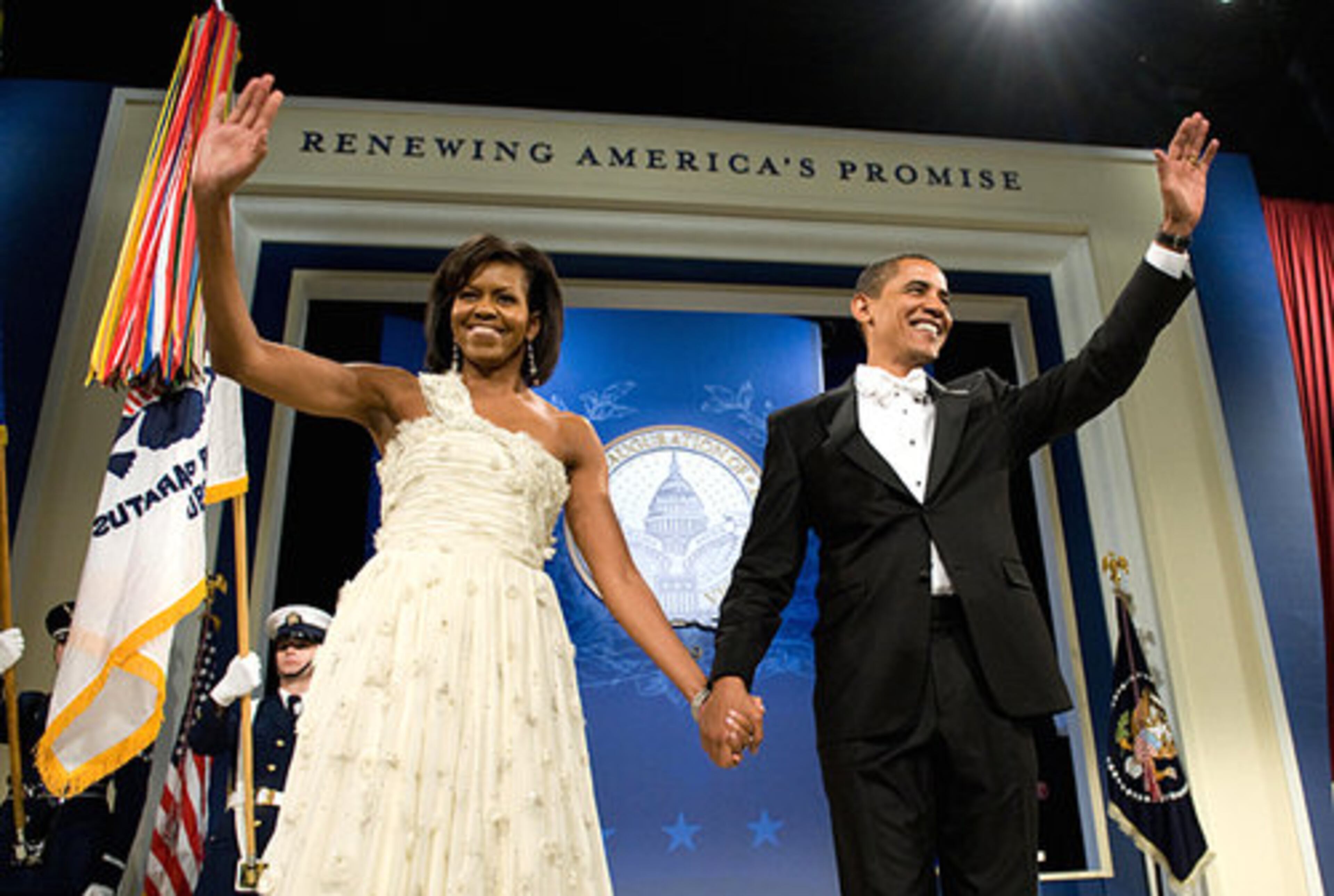 The president and first lady at the Home States Inaugural Ball on Tuesday night.