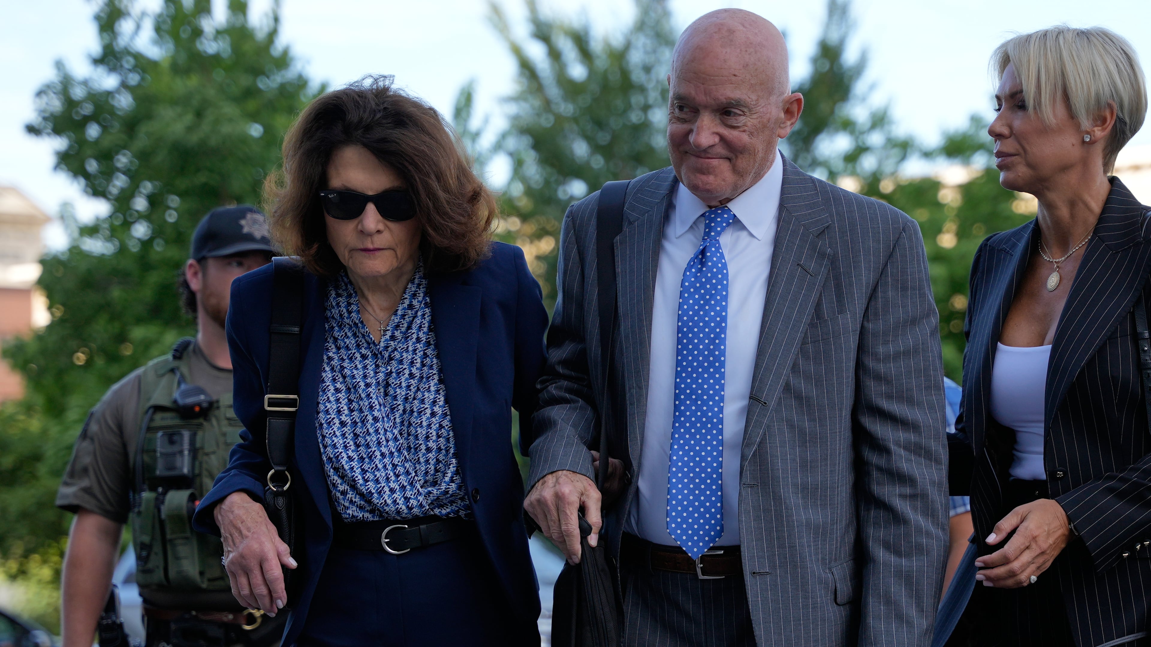 Charlie Kirk's parents, Robert and Kathryn Kirk, arrive at the Fourth District Courthouse for a hearing for Tyler Robinson, accused in the fatal shooting of Charlie Kirk, Monday, July 6, 2026, in Provo, Utah. (AP Photo/Marielle Scott)