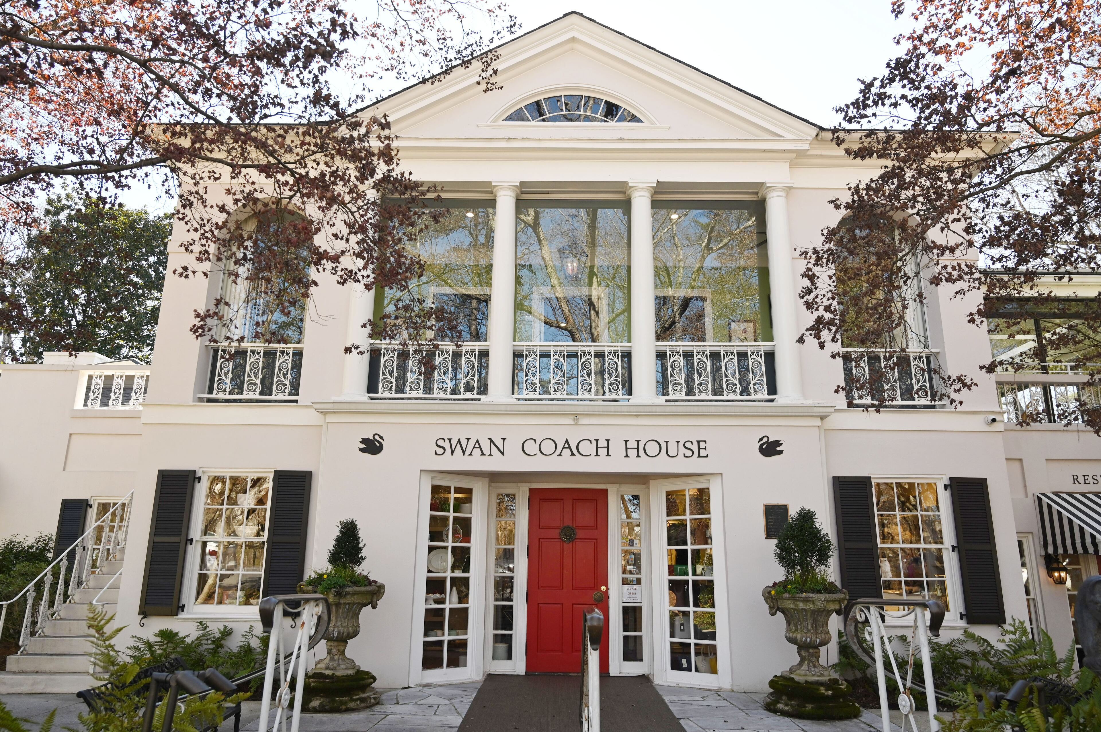 Swan Coach House Restaurant shares space with an art gallery, a gift shop and event spaces. (Hyosub Shin / AJC)