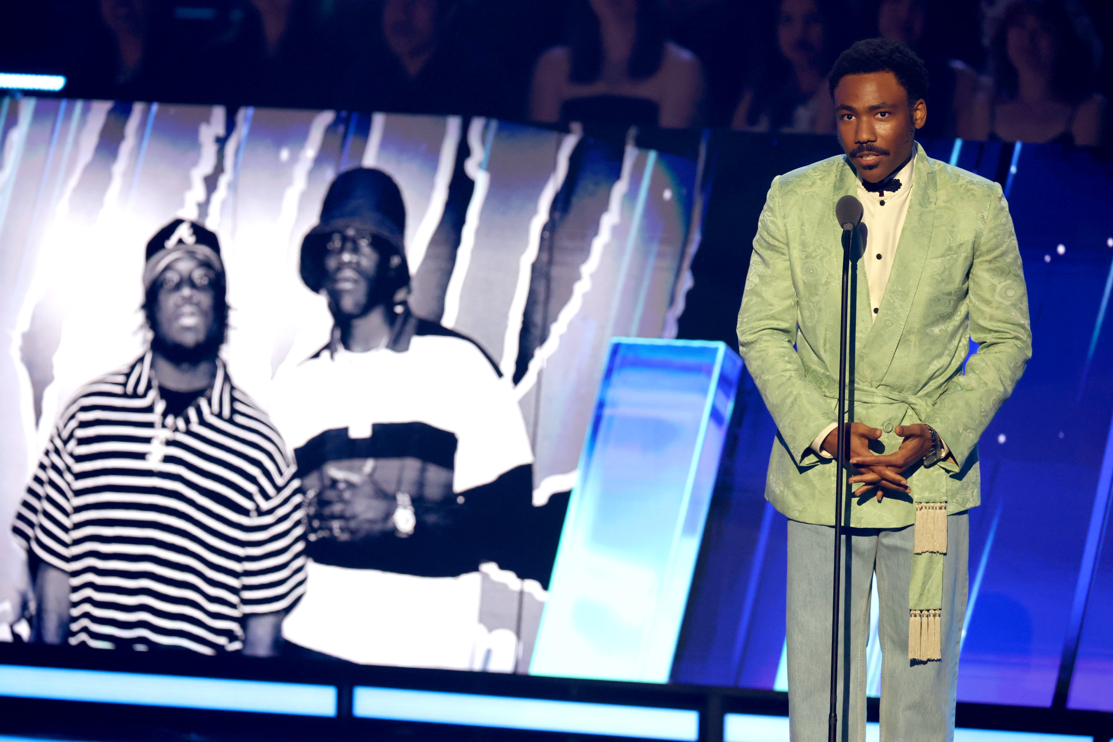 Atlanta native Donald Glover inducts fellow Atlantans Outkast into the 2025 Rock & Roll Hall of Fame at the ceremony November 08, 2025 in Los Angeles, California. (Photo by Kevin Kane/Getty Images for RRHOF)