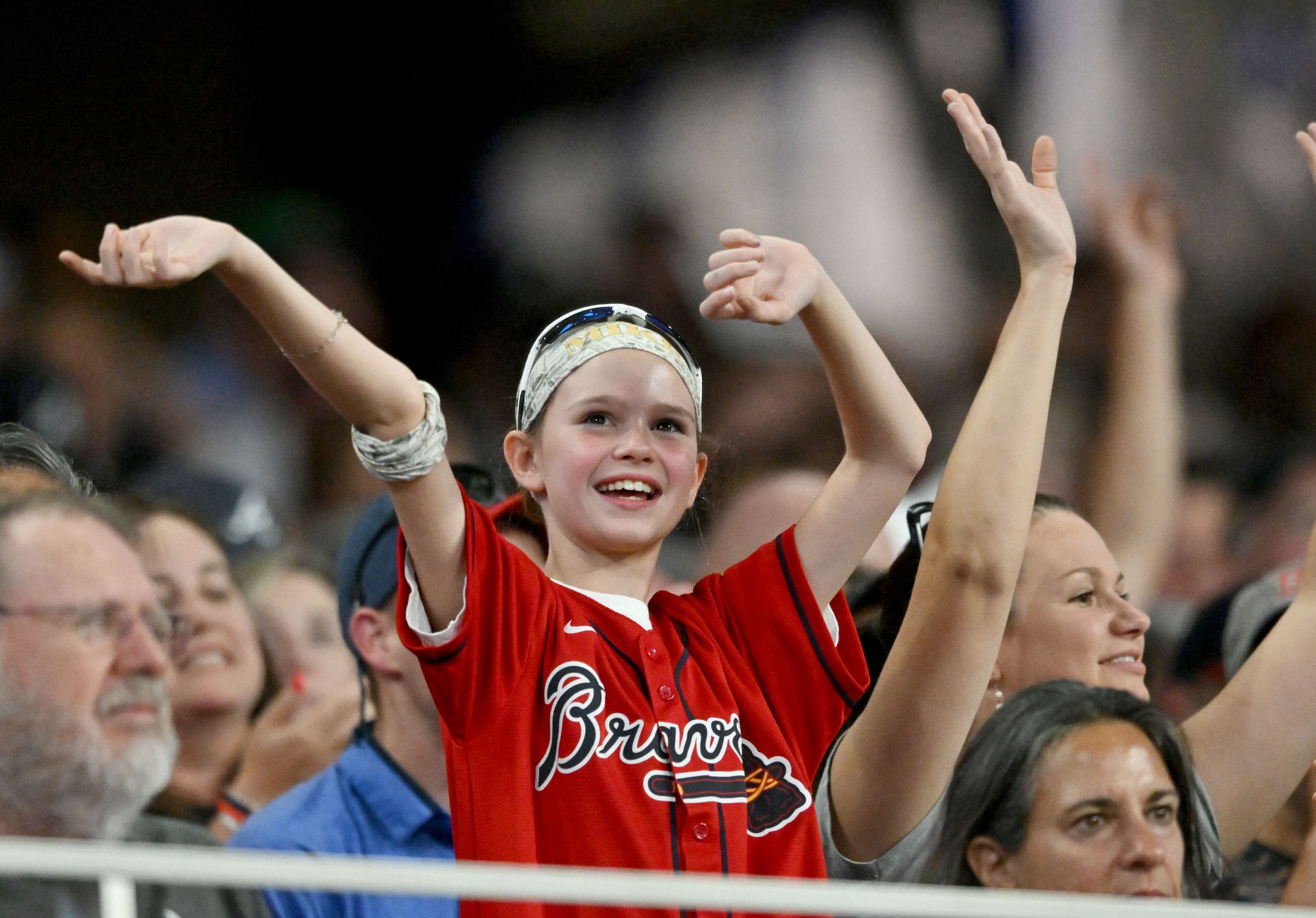 Atlanta Braves fans cheer during the fourth inning at Truist Park, Thursday, September 7, 2023, in Atlanta. Atlanta Braves won 8-5 over St. Louis Cardinals. (Hyosub Shin / Hyosub.Shin@ajc.com)