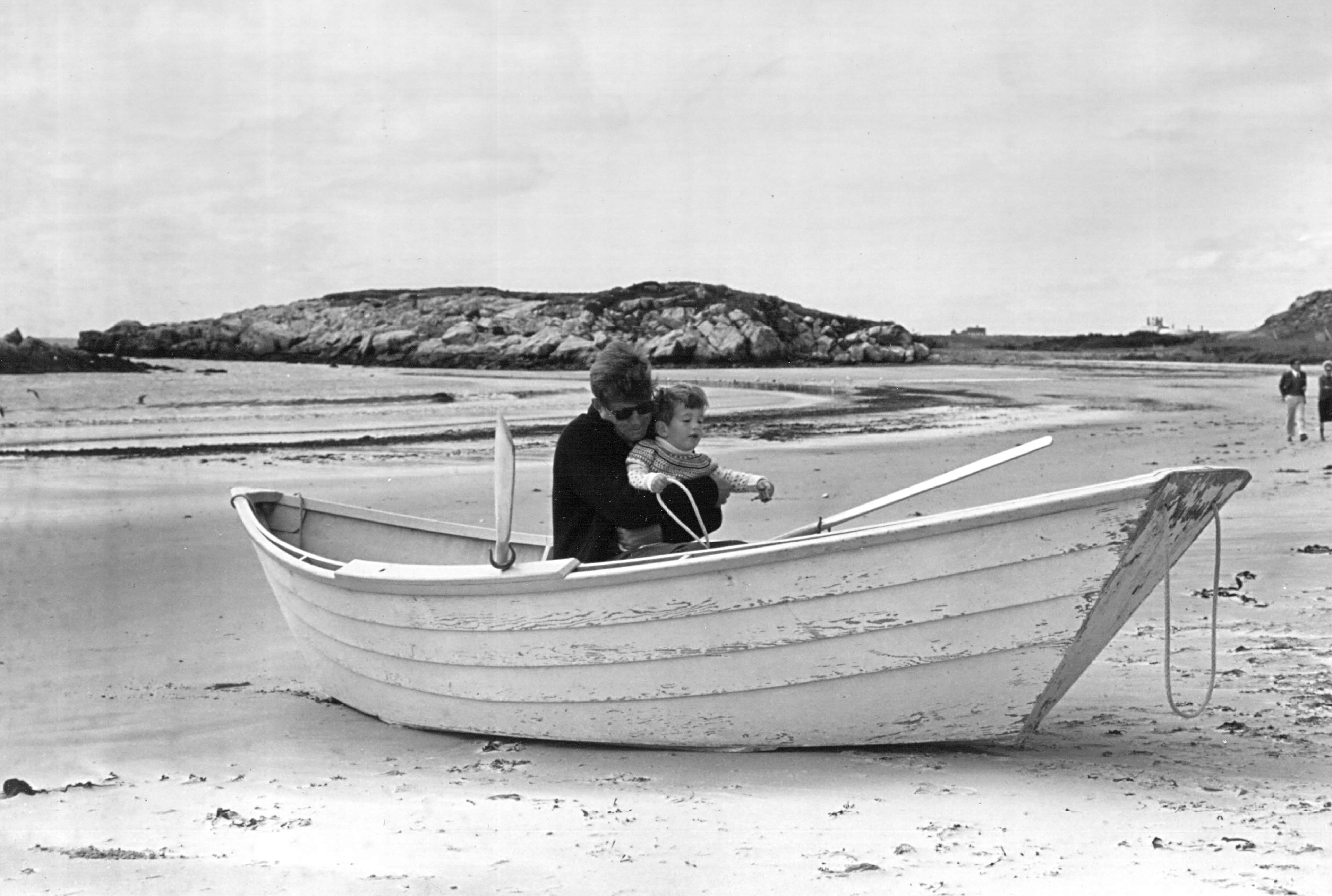 President John F. Kennedy with his son, John Jr. on the beach at Newport, Rhode Island September 12, 1963.(Photo by National Archive/Newsmakers)