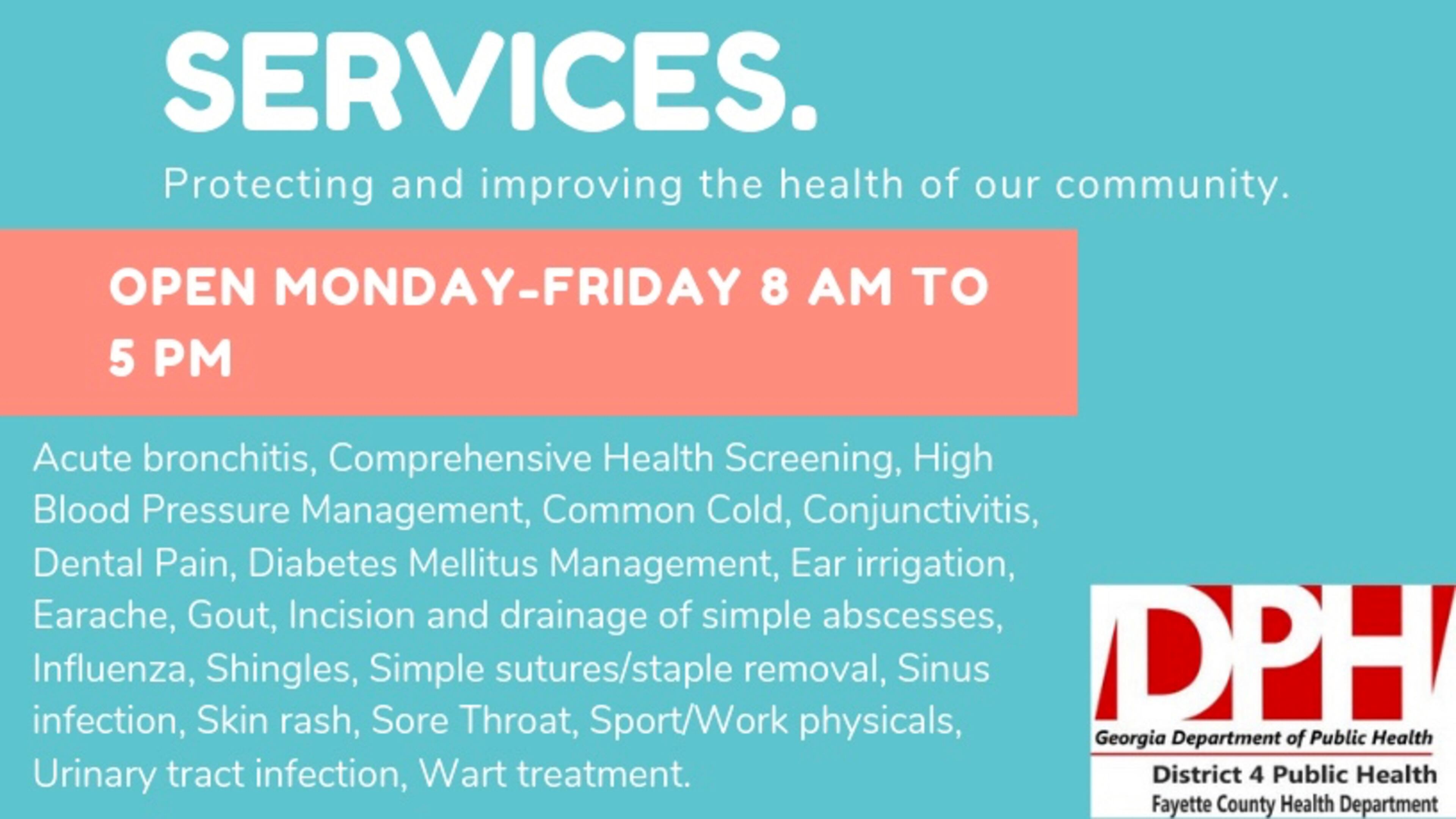 The Fayette County Health Department offers screenings, physicals, chronic disease management and other services at its Fayetteville office. Courtesy FCHD
