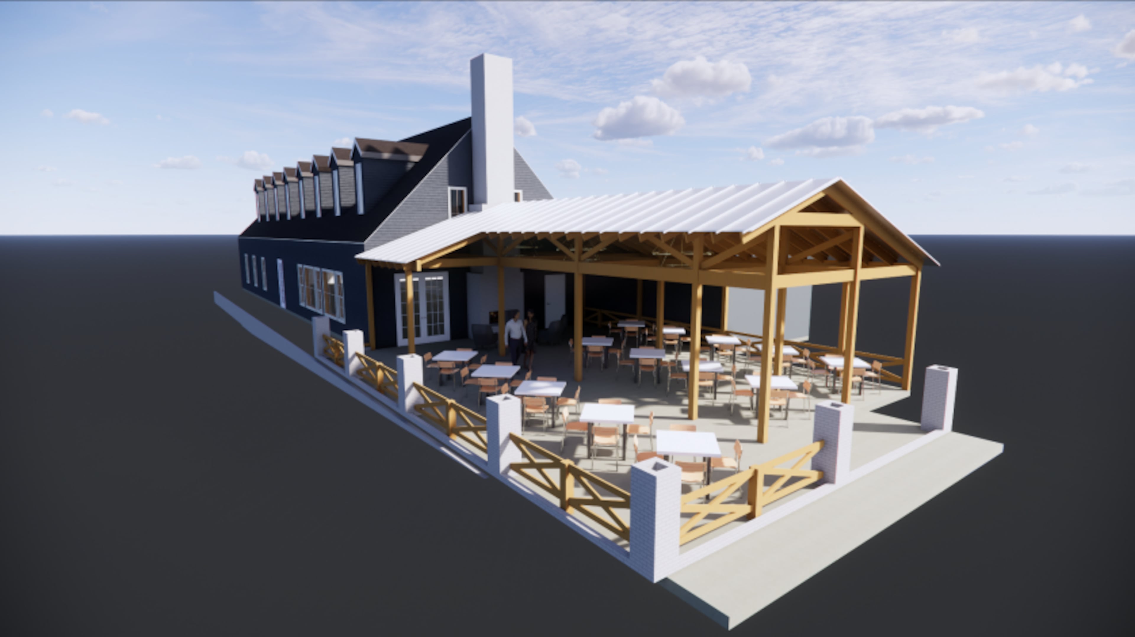 A rendering of the patio addition to Stable Comfort Food and Cocktails in Dunwoody Village. (Rendering by John W. Boggs Jr., RA Principal)