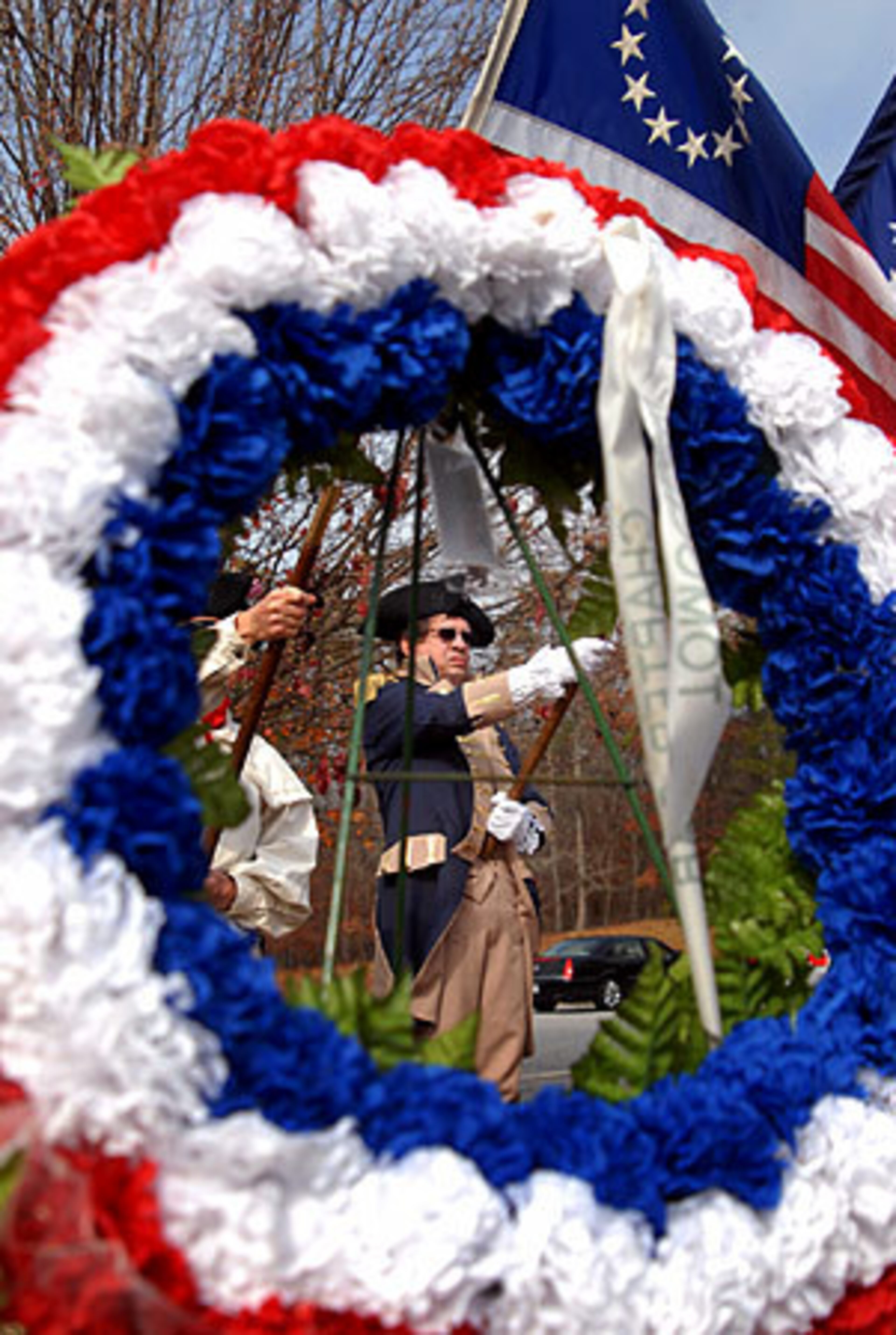 The Georgia Sons of the American Revolution hosted the dedication of a historical marker honoring those involved in the Battle of Vann's Creek-Cherokee Ford that occurred on February 11, 1779. Sons of the American Revolution Color Guard member, Dennis Wolfe, raises a flag during the ceremony.
