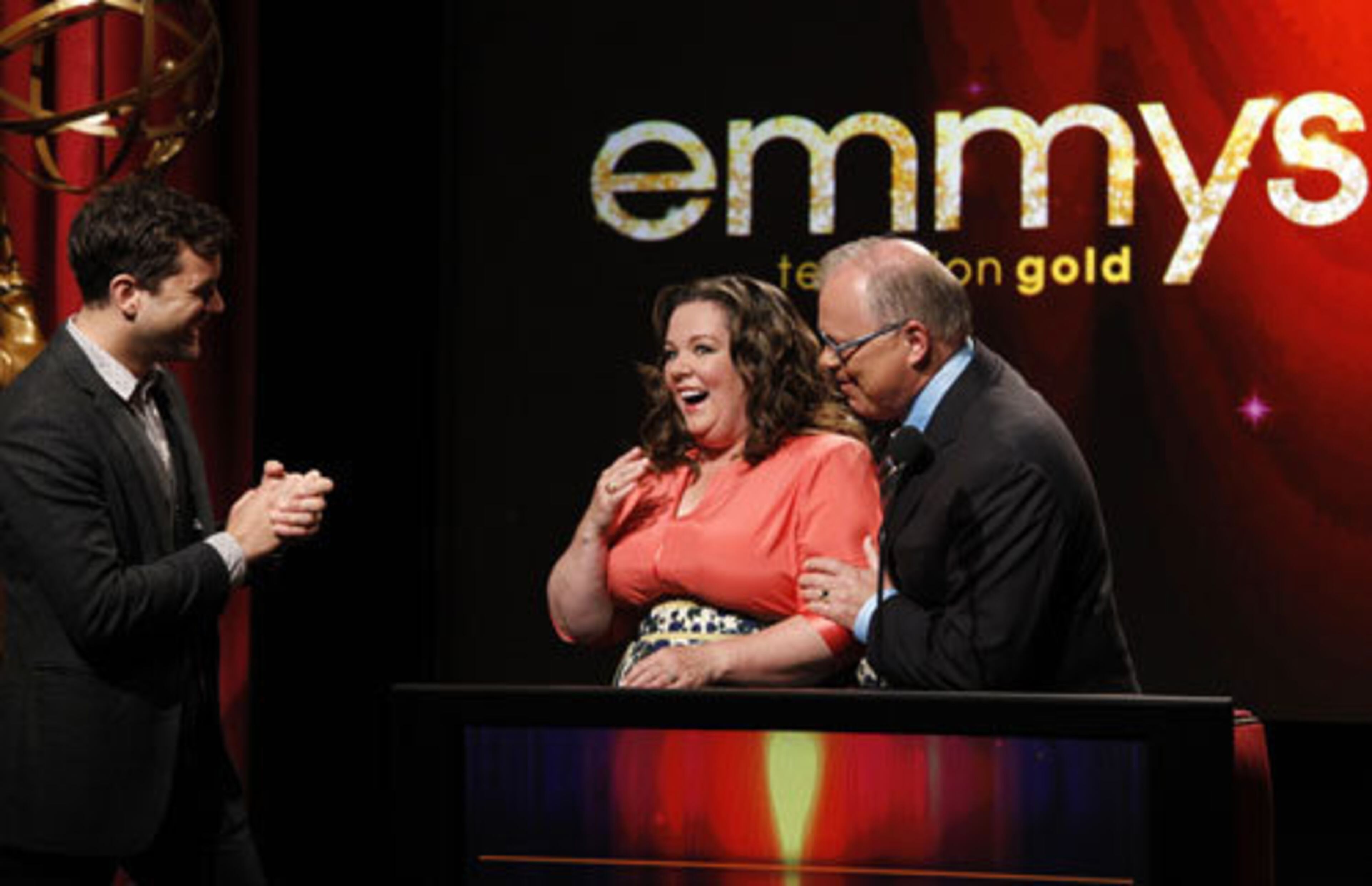 Melissa McCarthy is shown here at the nomination announcement as she hears the news that she's been nominated for her role on "Mike and Molly." Will McCarthy take home the award? This and other questions will be answered at the 63rd Annual Emmys Sept. 28. And for the full list of nominees, go to www.emmys.com.