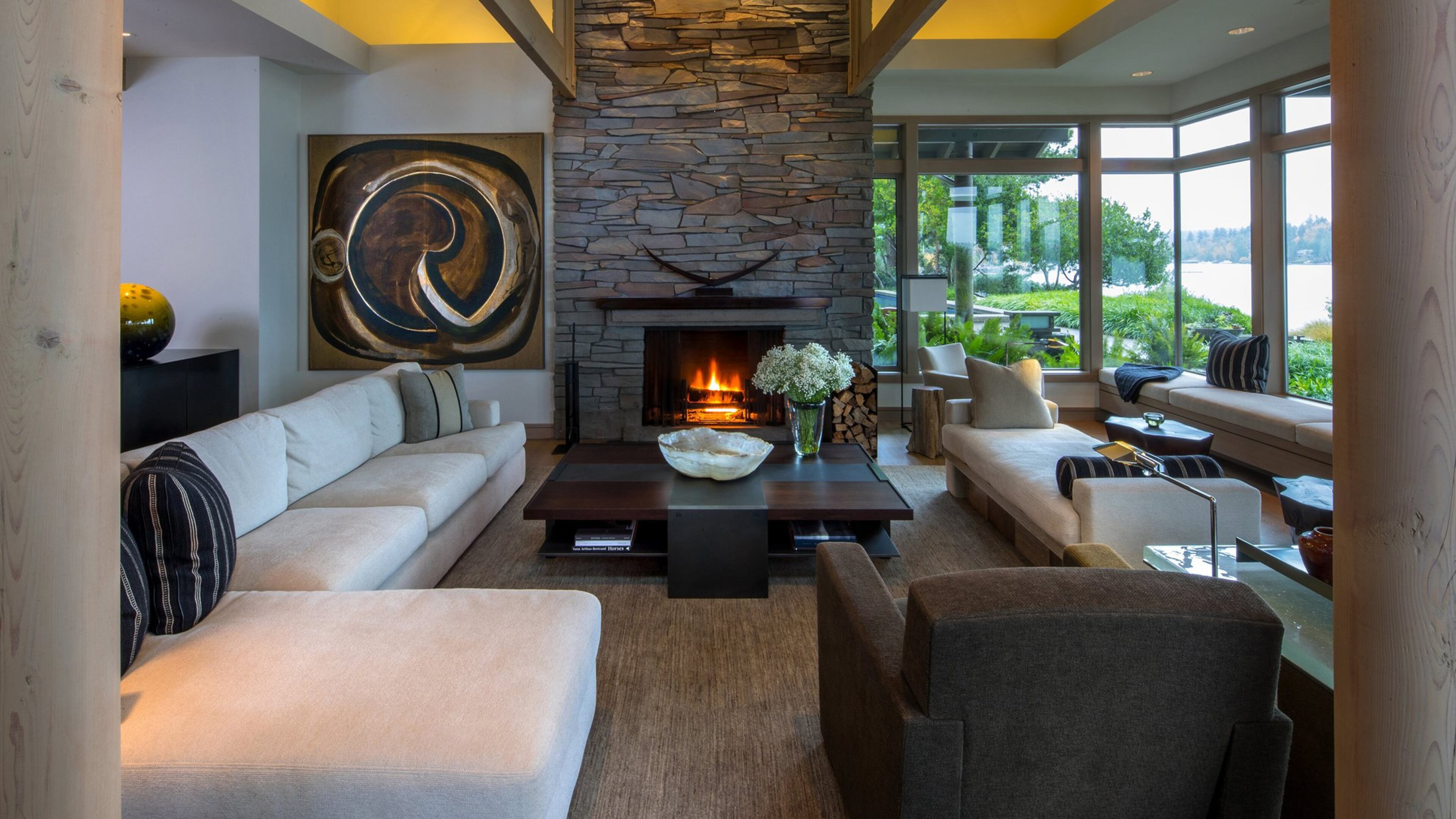 “The modifications to the interior architecture and furnishings give the house a crispness that reveals the essence of the original design,” says architect Chris Haddad. Adds homeowner Carolyn Milgard: “When it was first constructed, we didn’t have nice pieces of art. When Doug came to help, he cleared things out.” Sheryl Andrist of She-Metal did the metal work for the remodel. (Mike Siegel/The Seattle Times/TNS)