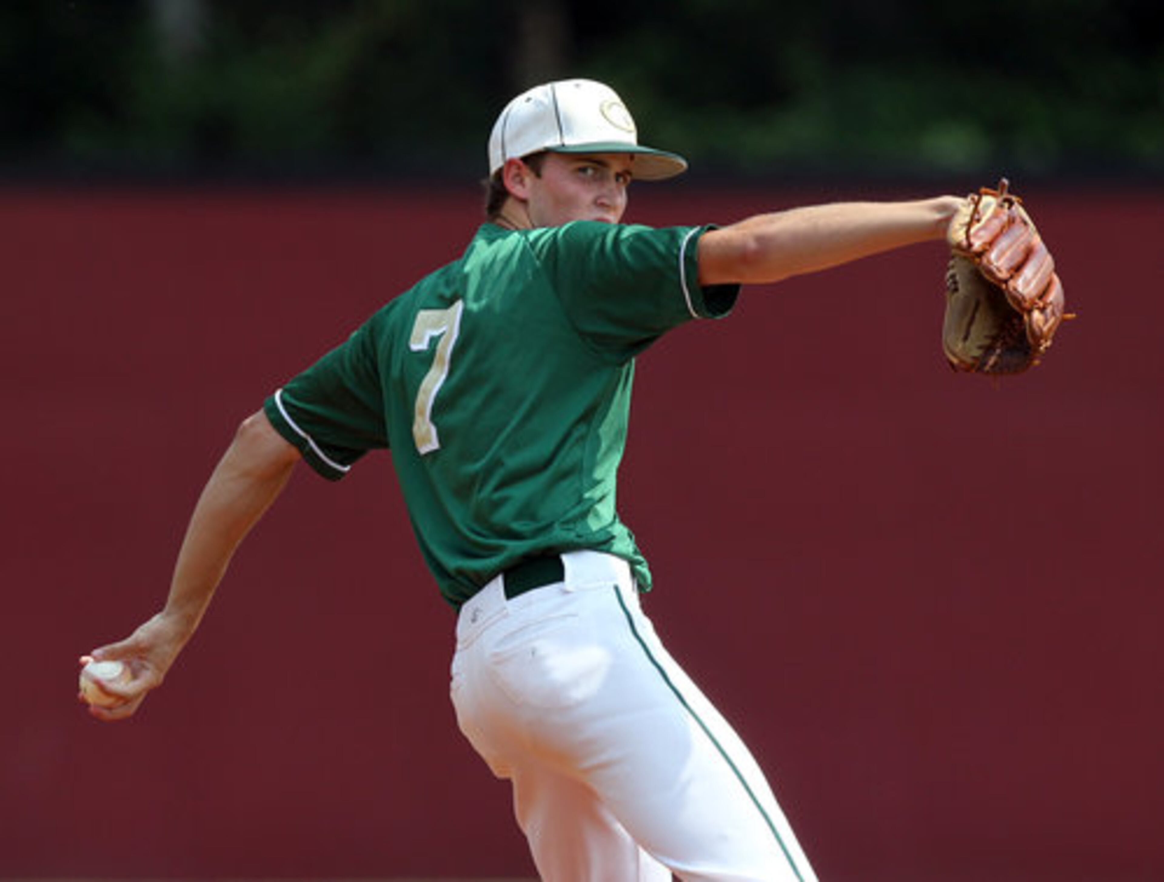 Grayson left handed pitcher Chris Erwin delivers a pitch against Brookwood during 1st inning action in game one of a double header at Brookwood High School in Snellville on Monday, May 21, 2012.