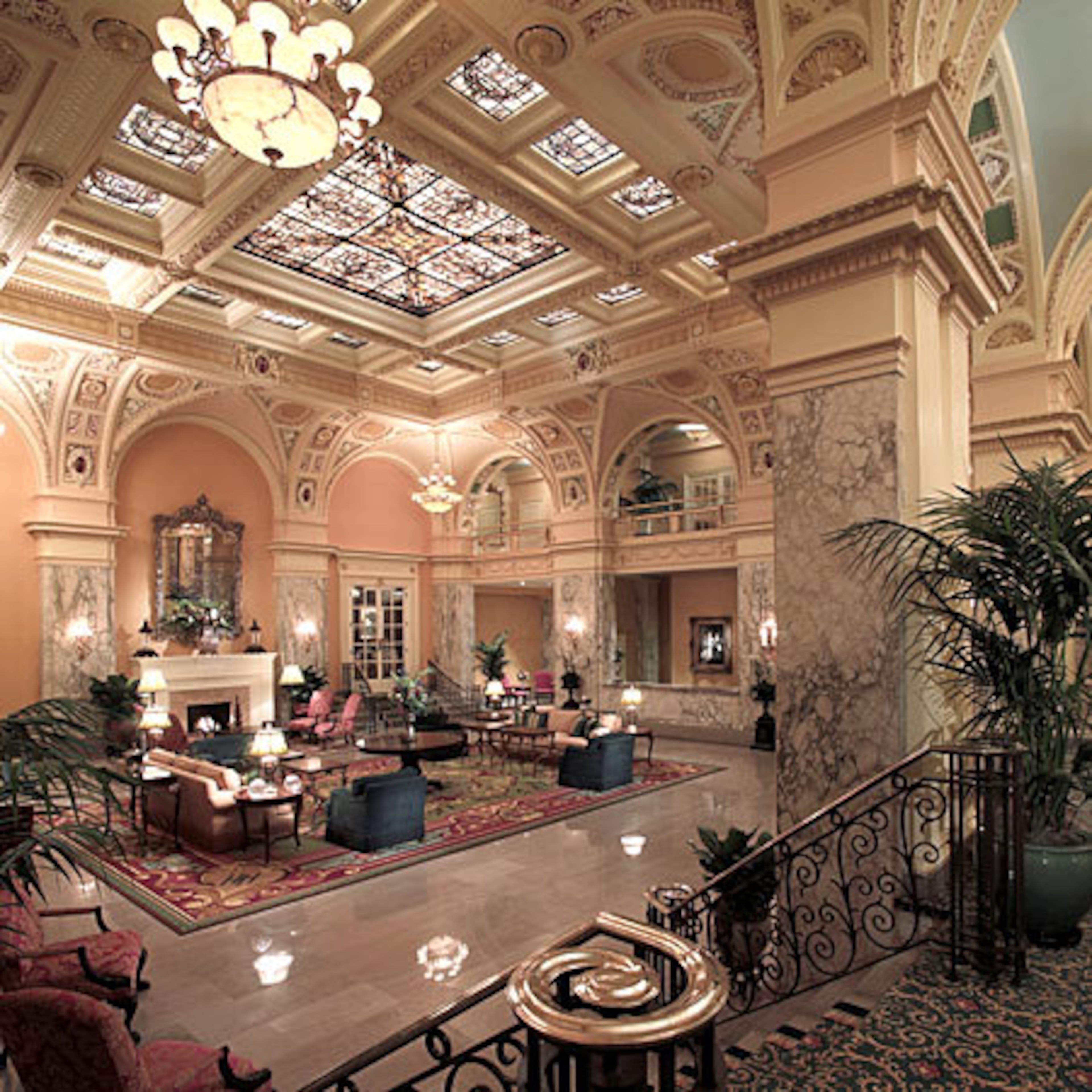 With a soaring skylight and meticulously restored cornice work, the lobby of the Hermitage Hotel in Nashville is one of the country's finest public spaces.
