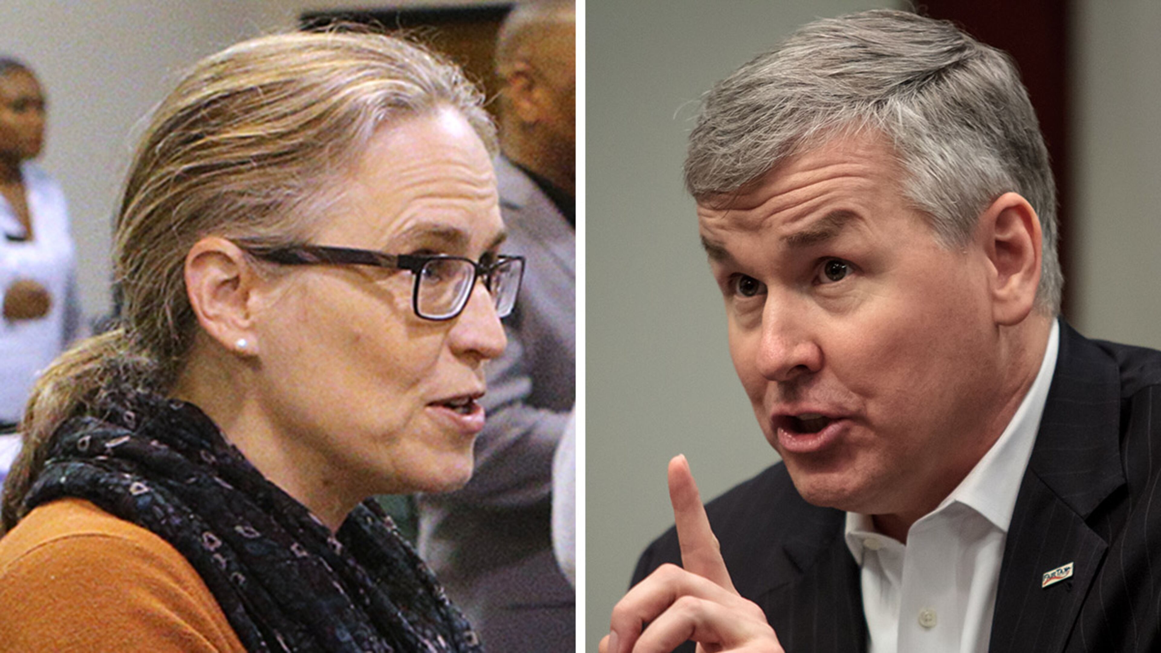 Democrat Carolyn Bourdeaux, left, and U.S. Rep. Rob Woodall, R-Lawrenceville.