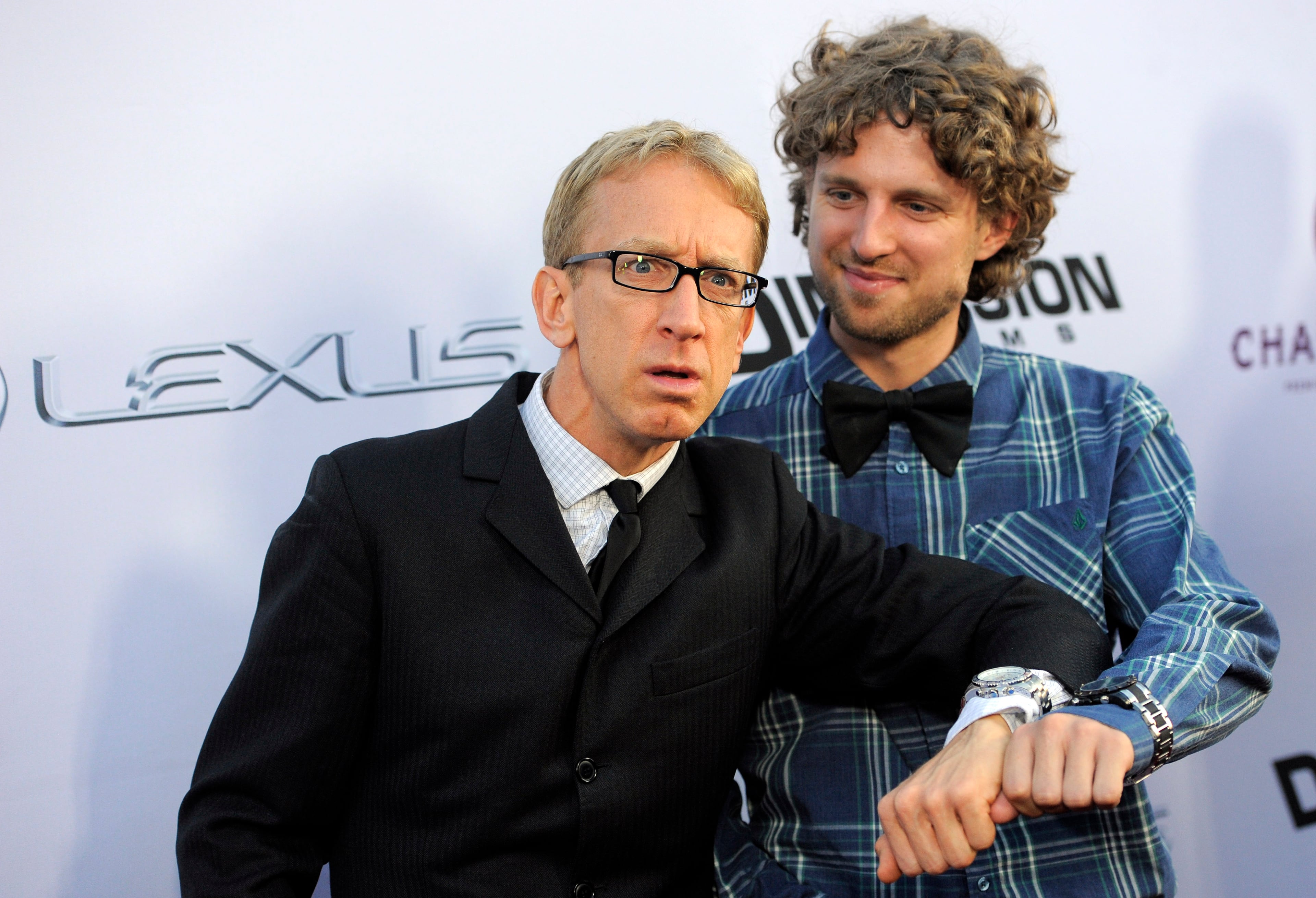 Comedian Andy Dick, left, and his son Lucas pose together at the Los Angeles premiere of the film at the Cinerama Dome on Thursday, April 11, 2013 in Los Angeles.