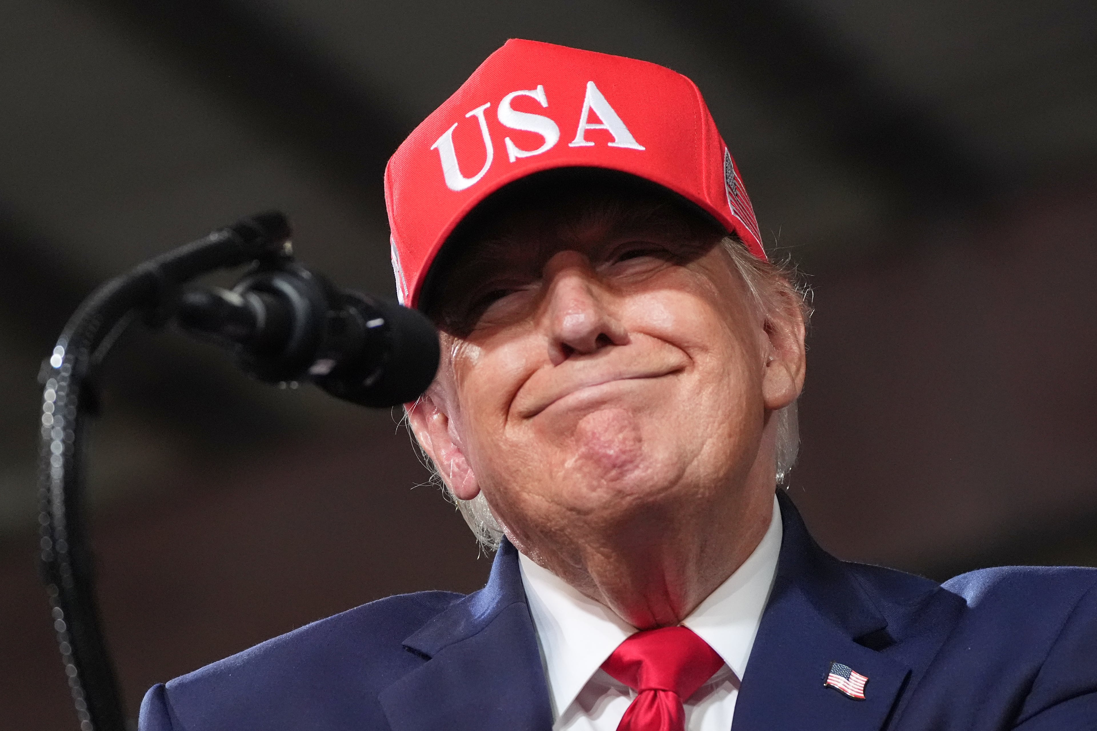 President Donald Trump speaks during a campaign rally at Majestic Valley Arena on Wednesday, Oct. 14, 2026, in Kalispell, Mo. Trump will campaign in Dalton on Friday. (Alex Brandon/AP)