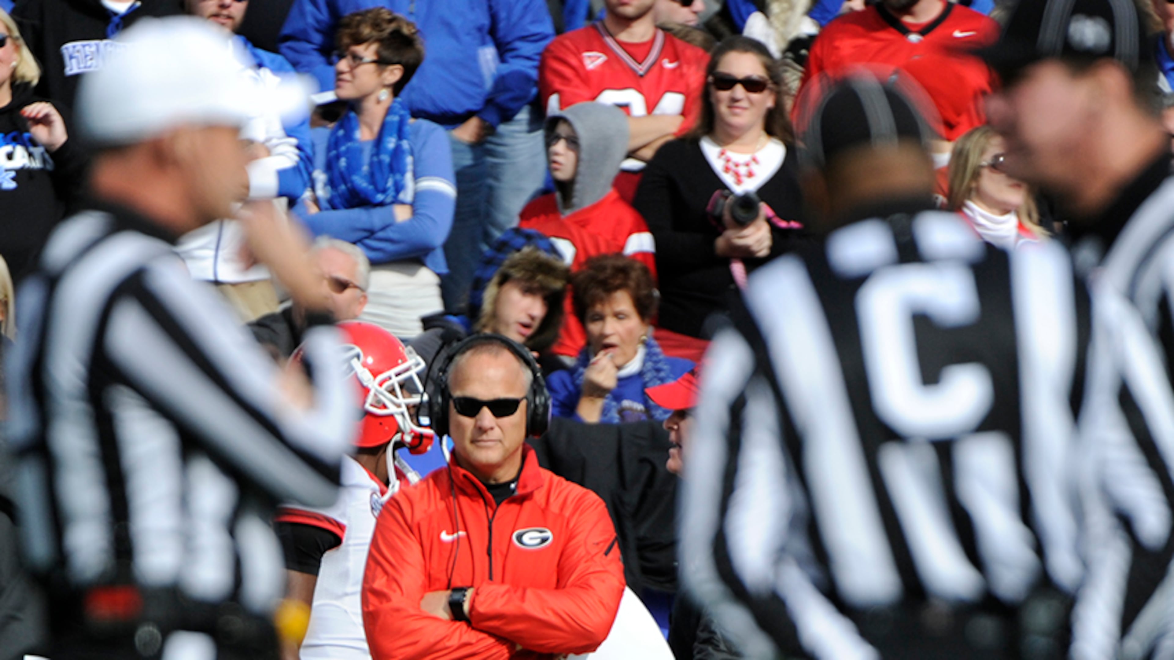 Coach Mark Richt during Georgia's game against Kentucky on Saturday, Nov. 8, 2013 in Lexington, Ky. (Photo by John Kelley) Mark Richt will play close attention early to his team's emotions. (John Kelly Jr.)