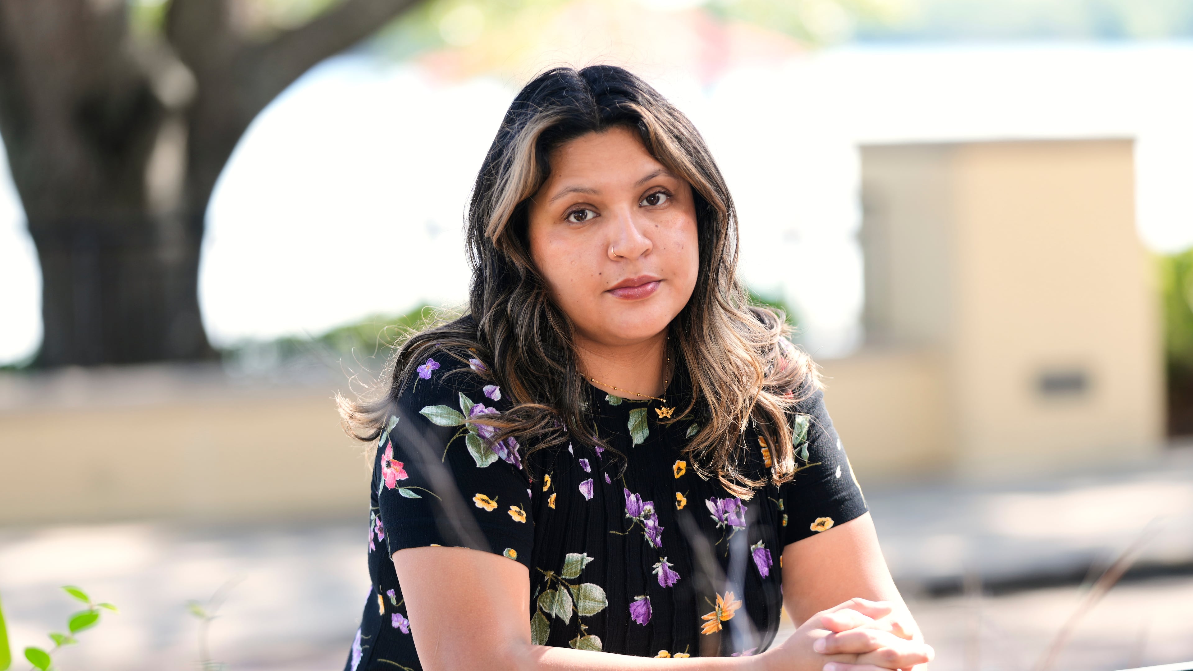 Melani Candia, whose DACA status has lapsed, at a neighborhood in Orlando, Fla., on April 23, 2026. (AP Photo/John Raoux)