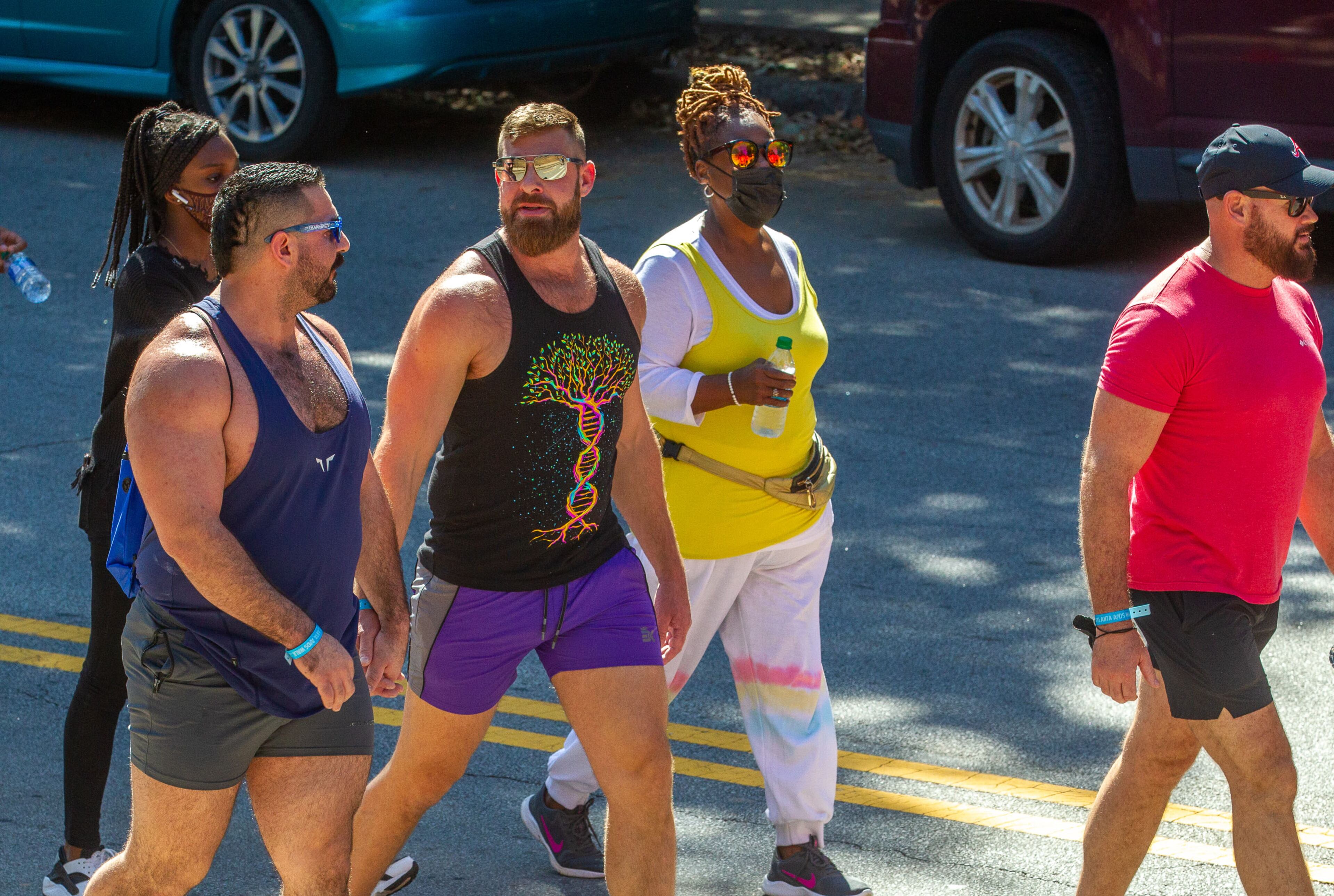 Walkers head up 10th Street at the start of the AIDS Walk Atlanta on Saturday, September 25, 2021. Last year's event was canceled due to the COVID pandemic, and this year's return marked the 30th time for the fundraising walk. (Photo: Steve Schaefer for The Atlanta Journal-Constitution)