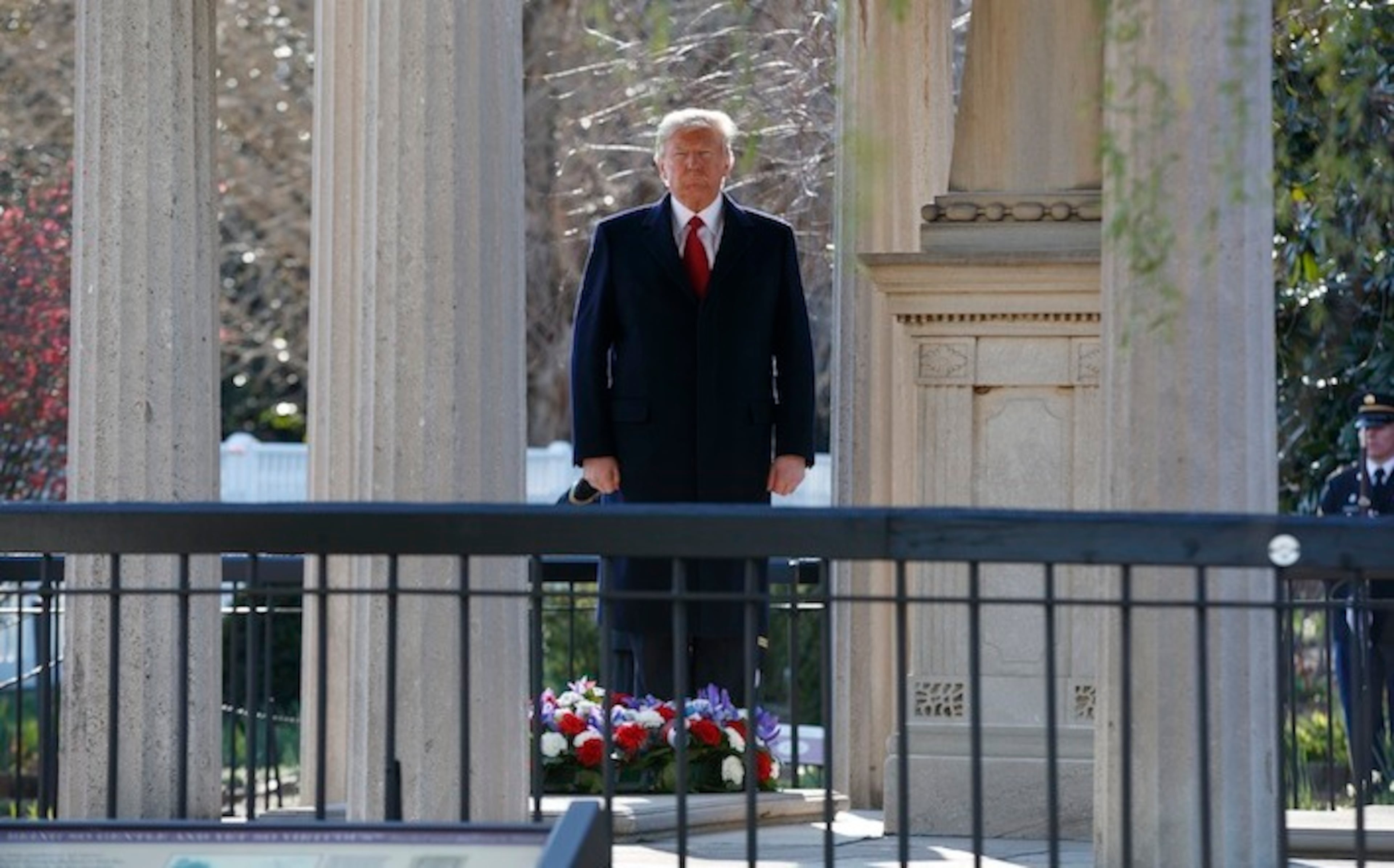 President Donald Trump lays a wreath at the Hermitage, the home of former President Andrew Jackson, to commemorate Jackson’s 250th birthday on Wednesday, March 15, 2017, in Nashville, Tenn. (Evan Vucci/AP)