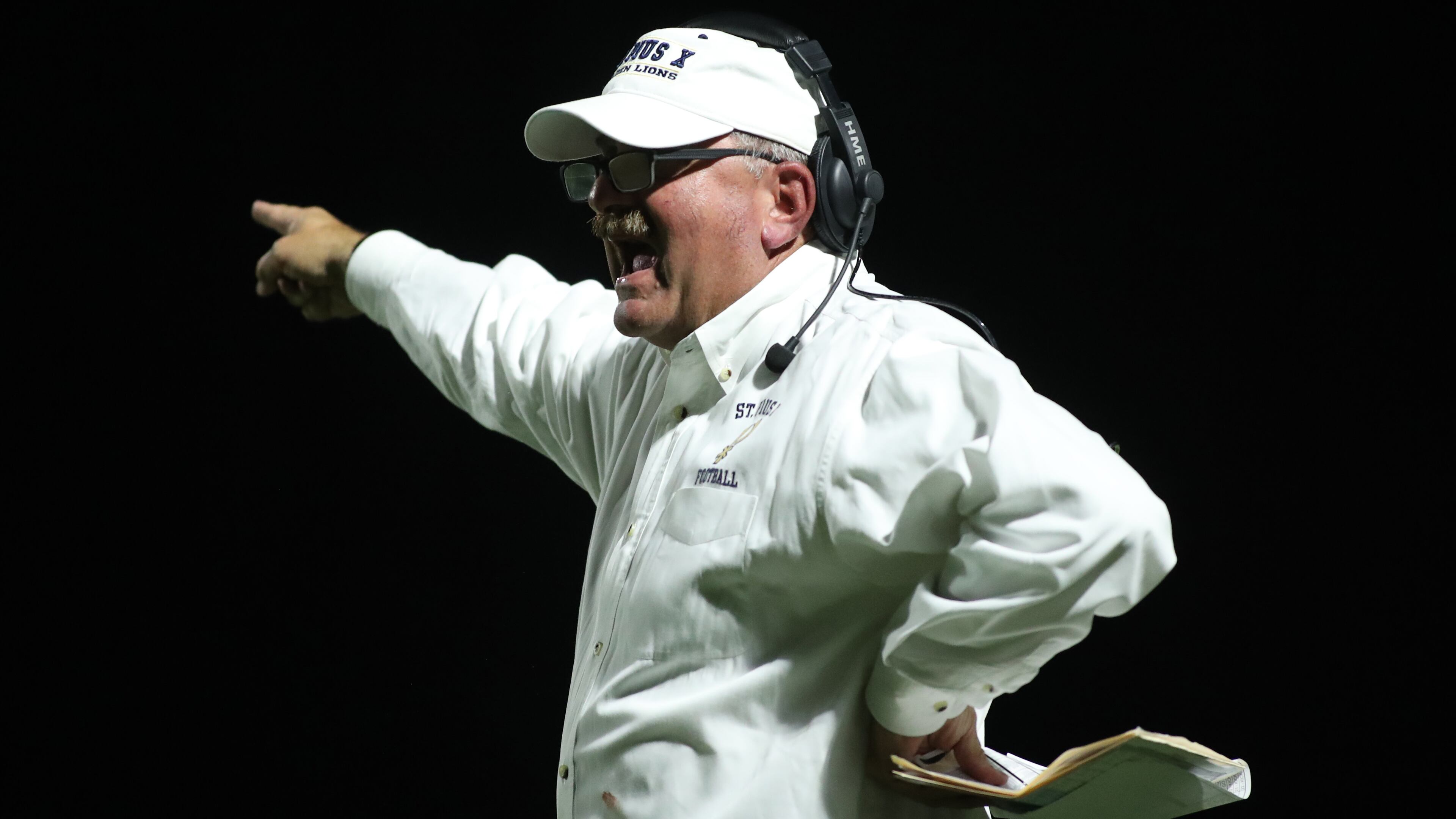 October 12, 2018 - Atlanta: St. Pius coach is Paul Standard reacts to a play in the first half against North Oconee Friday, October 12, 2018, in Atlanta. St. Pius won 31-21. (JASON GETZ/SPECIAL TO THE AJC)