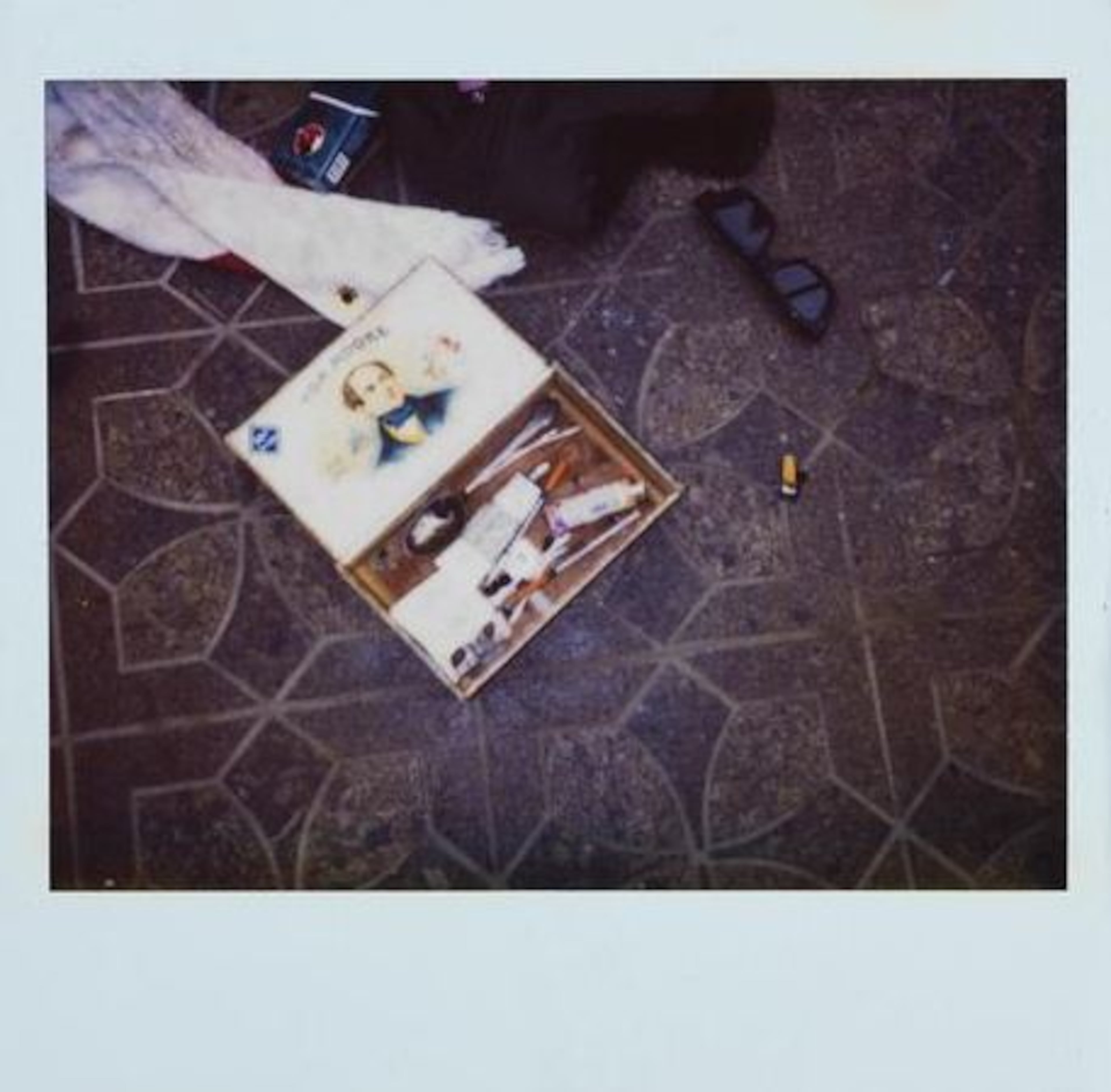 This police photo shows Cobain’s heroin kit complete with syringes, a burnt spoon, heroine and other paraphernalia kept in a cigar box.