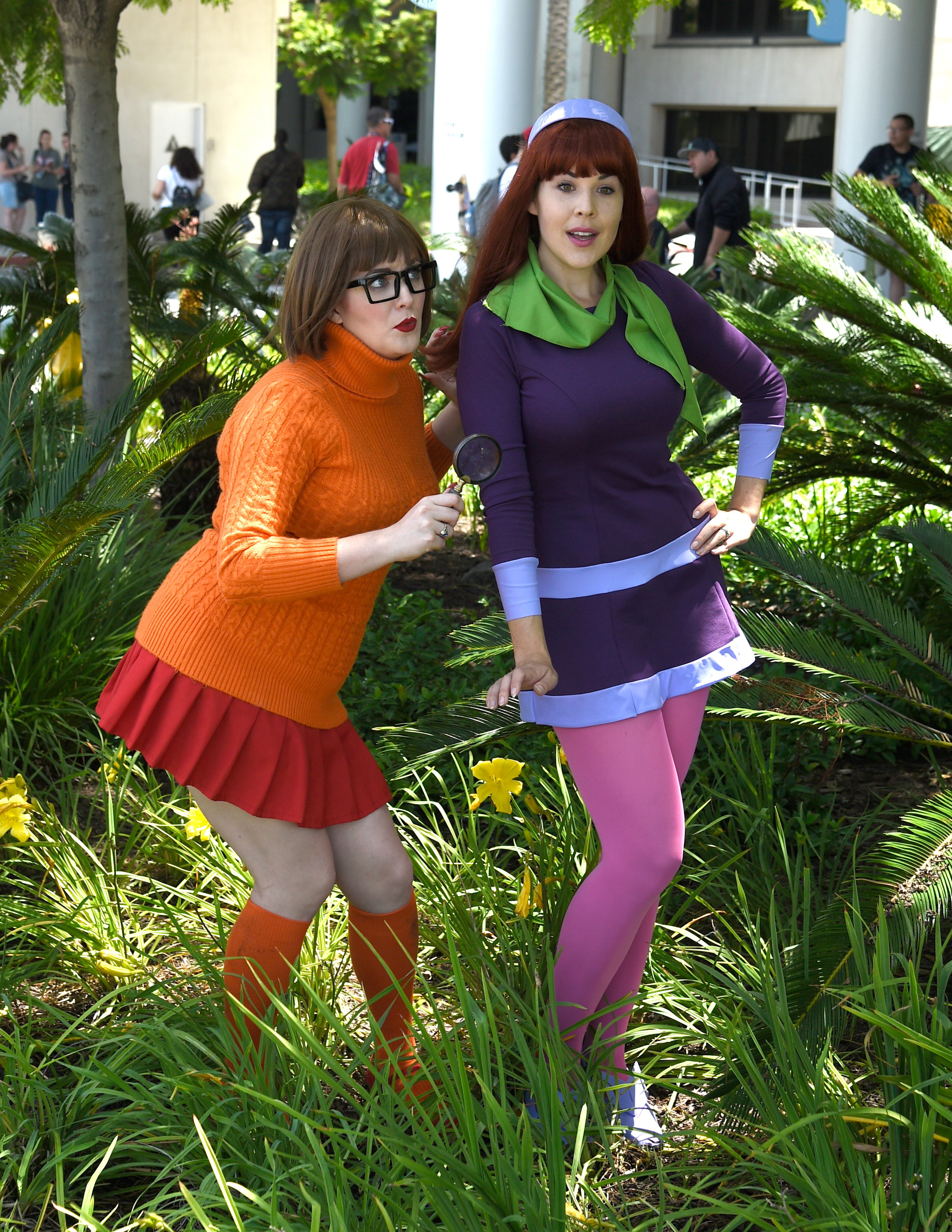 Melinda Gross, left, and Kit Quinn, dressed as Velma and Daphne from "Scooby Doo" pose on day one of Comic-Con International on Thursday, July 20, 2017, in San Diego. (Photo by Chris Pizzello/Invision/AP)