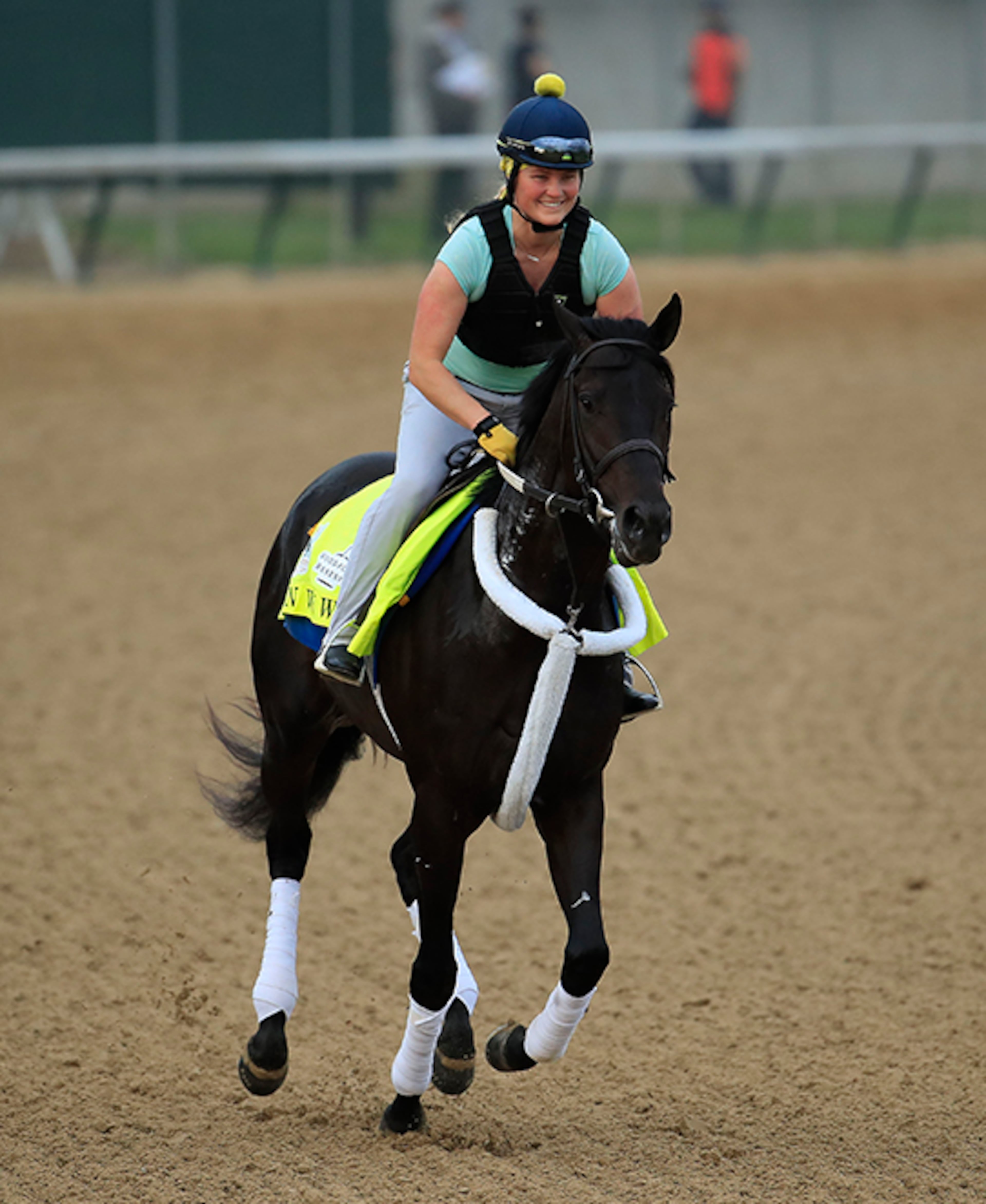 Win Win Win runs on the track during morning training for the Kentucky Derby May 1, 2019, at Churchill Downs in Louisville, Ky.