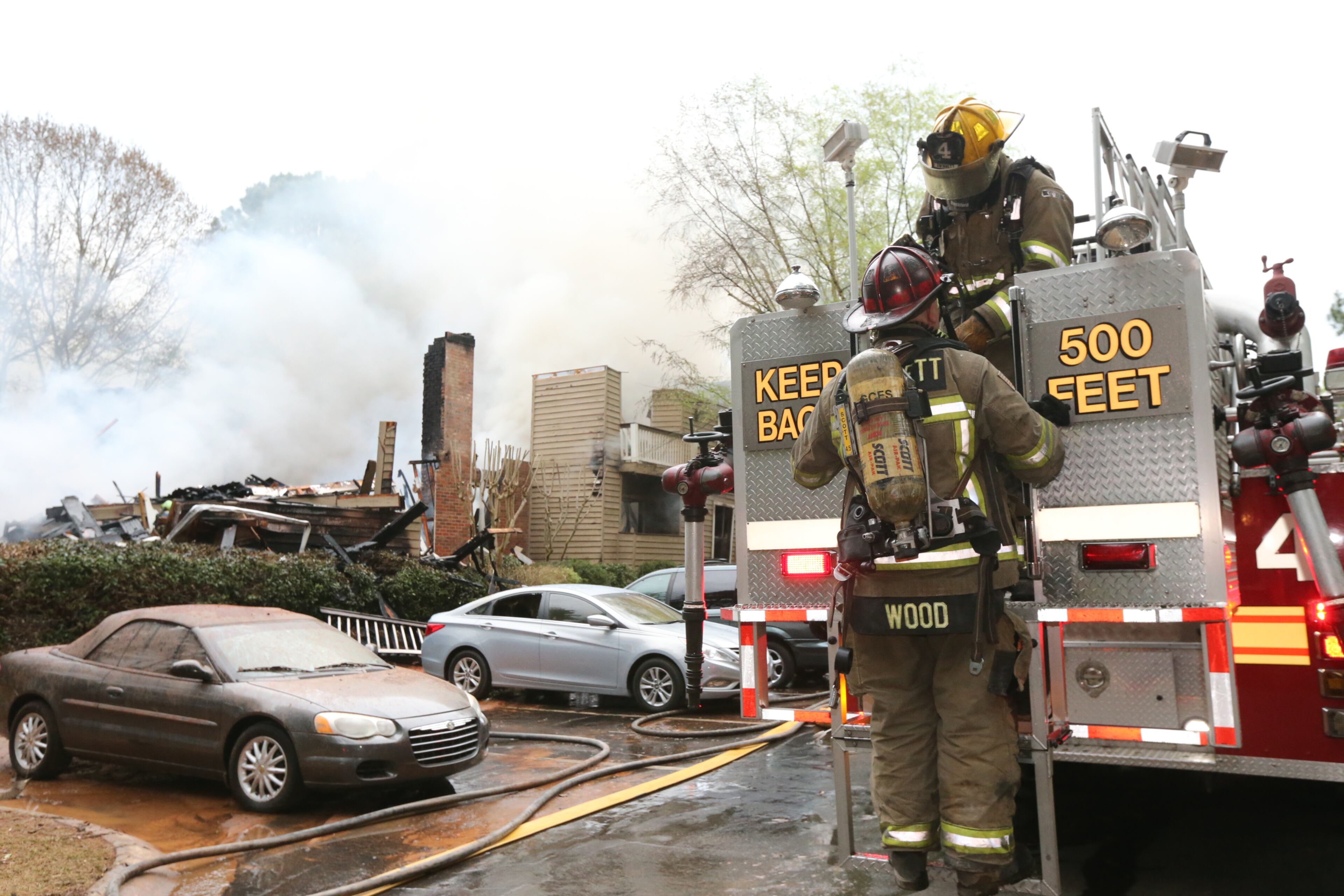 A predawn fire Monday heavily damaged an apartment building near Norcross. The fire at The Reserve at Peachtree Corners complex on Ashley Run Court was called in at 3:07 a.m., and when firefighters arrived five minutes later, they found "massive fire," with several apartments already engulfed in flames, Gwinnett fire Capt. Tommy Rutledge said.