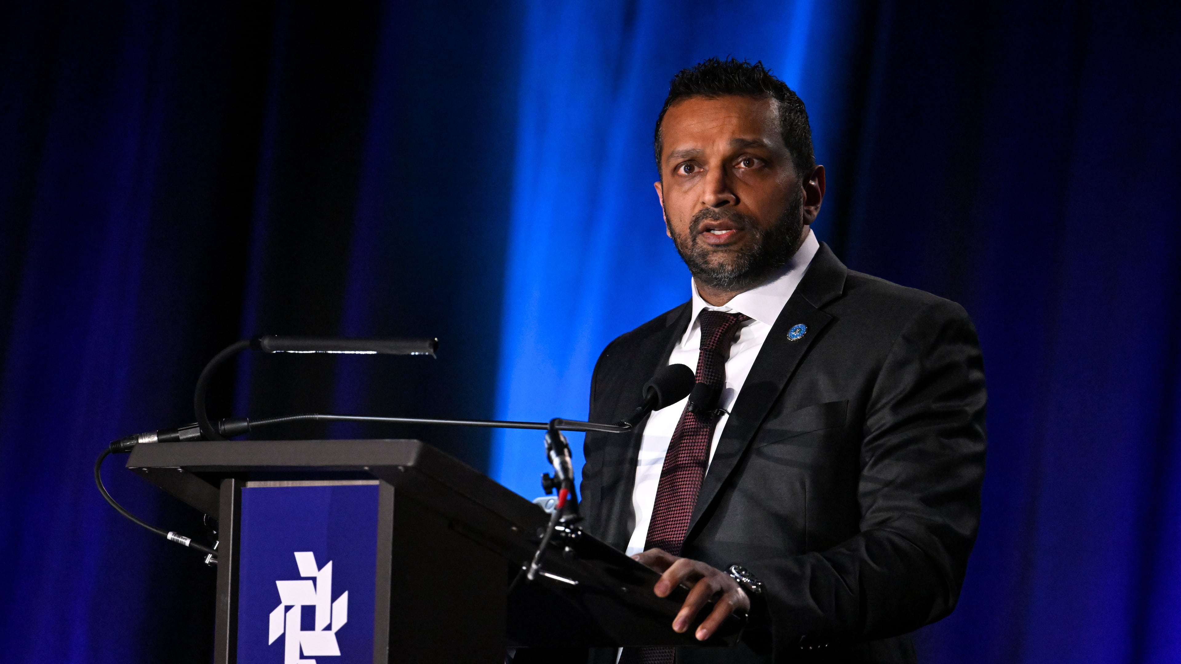FBI Director Kash Patel speaks at the Rx and Illicit drug Summit, Wednesday, April 8, 2026, in Nashville, Tenn. (AP Photo/John Amis)