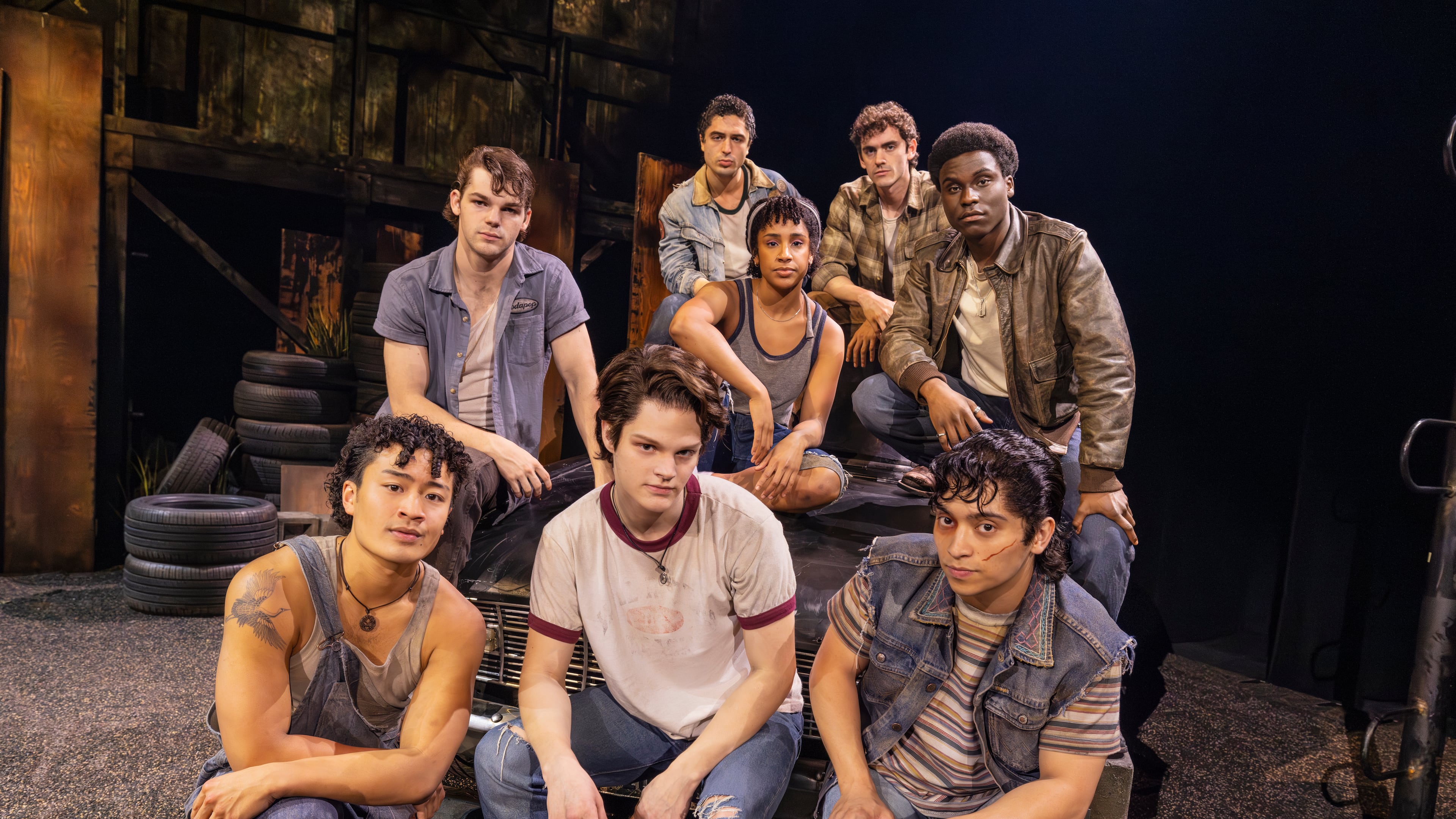 The Greasers are a fictional teen gang from rural Oklahoma in "The Outsiders: A New Musical." The Broadway musical is based on S.E. Hinton's book and Francis Ford Coppola's film. Atlantans can see the touring Regions Bank Broadway in Atlanta production at the Fox Theatre Nov. 25-30. (Courtesy of Matthew Murphy)