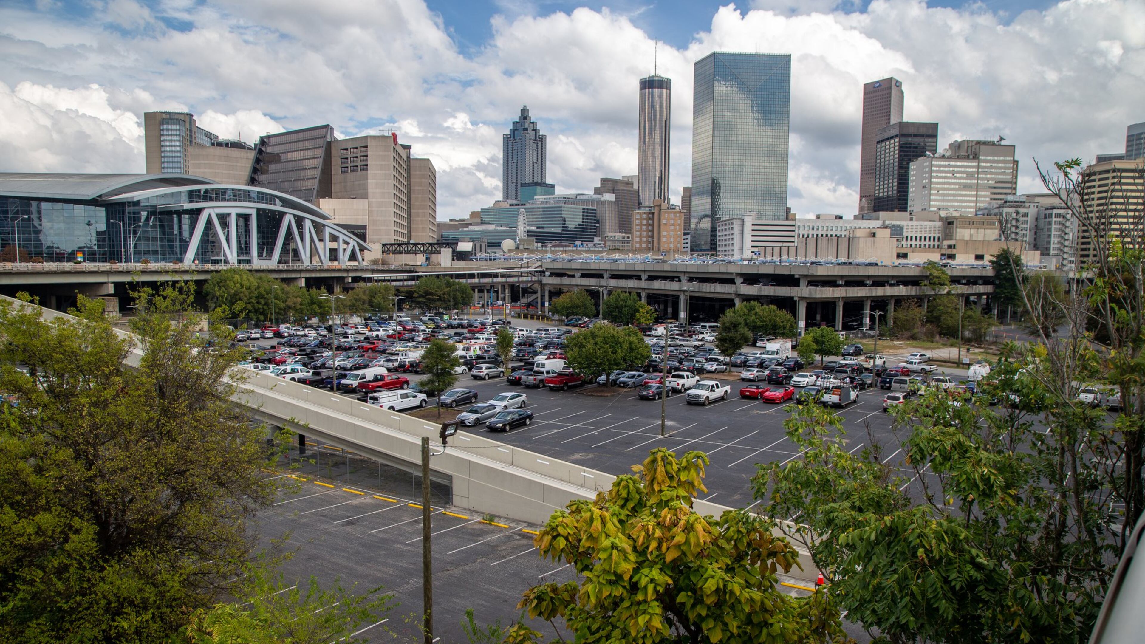 Photo of “The Gulch” that stretches from the Five Points MARTA station to Mercedes-Benz Stadium in Atlanta on Monday Oct. 8, 2018. California-developer CIM Group would create a $3.5 billion to $5 billion mini-city over the rail beds and parking lots.