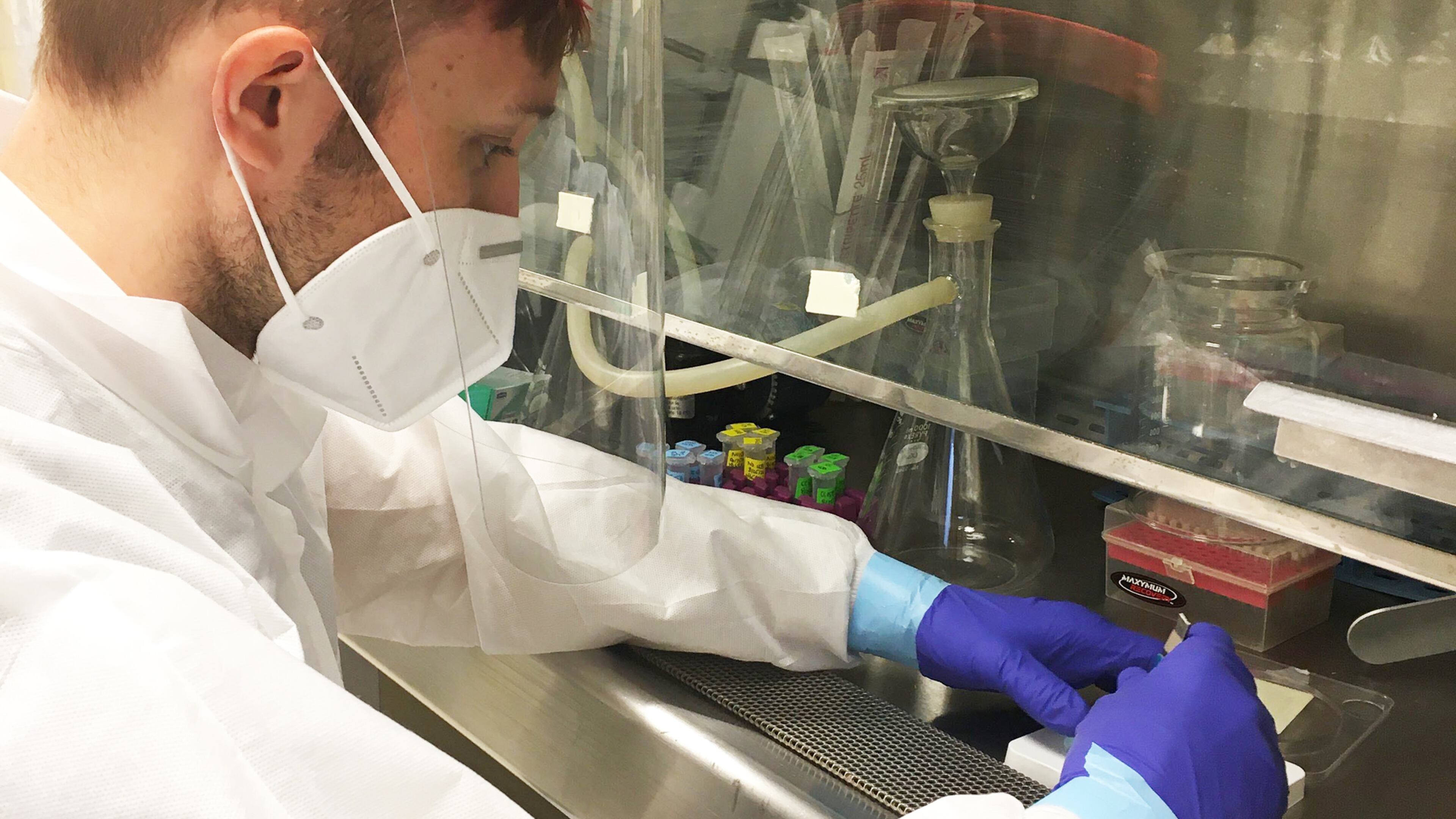 University of Georgia environmental health science doctoral student William Norfolk prepares wastewater samples for testing. (Courtesy of University of Georgia)