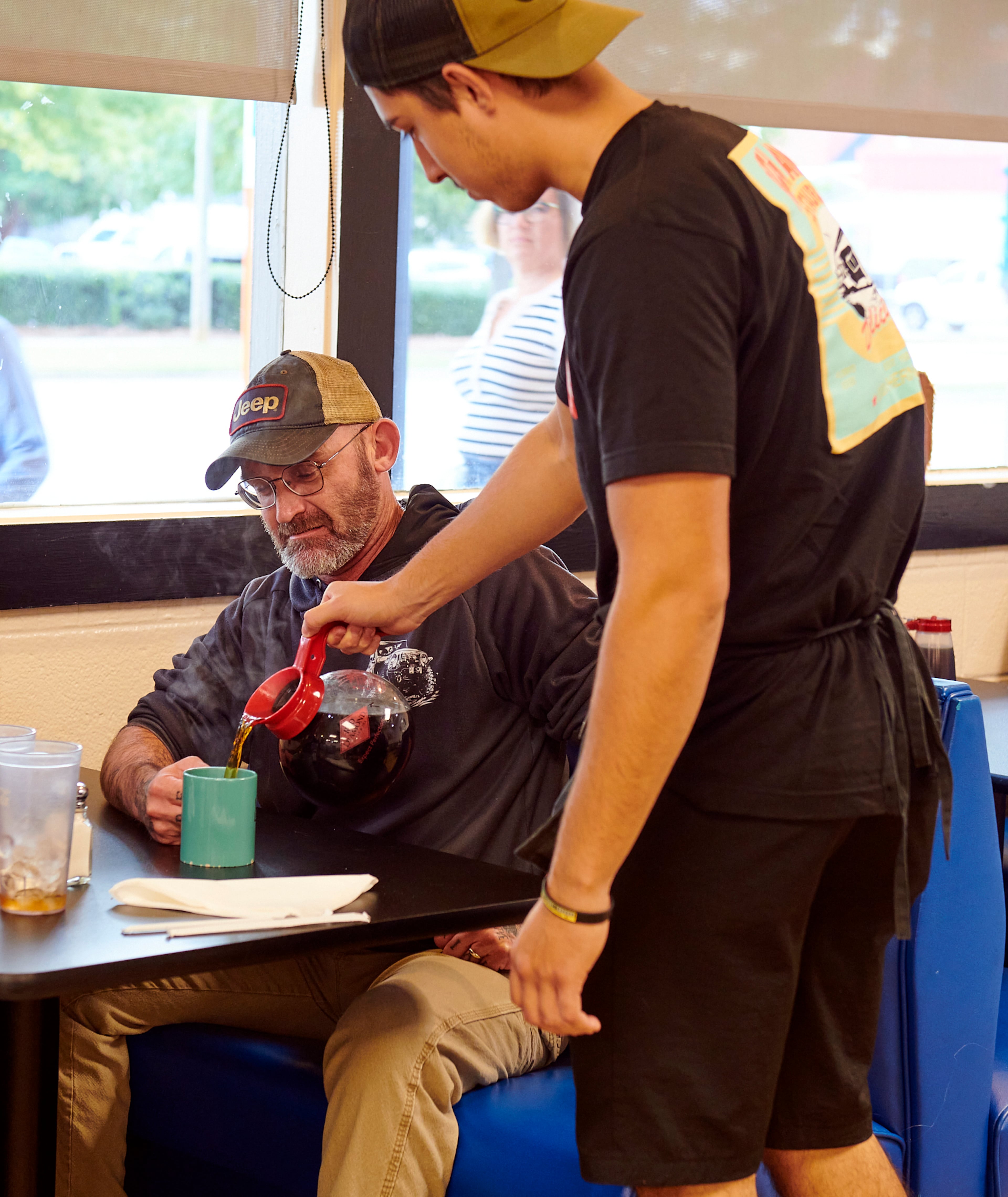 Antonio Reyes, Jr. refilling customer's cups with hot coffee at Ruth Ann’s Restaurant, Columbus, GA
Photo taken on Tuesday October 15th, 2024 by Greg Rannells for The Atlanta Journal Constitution.
Slug: AAJC 120824 dg diners intro.